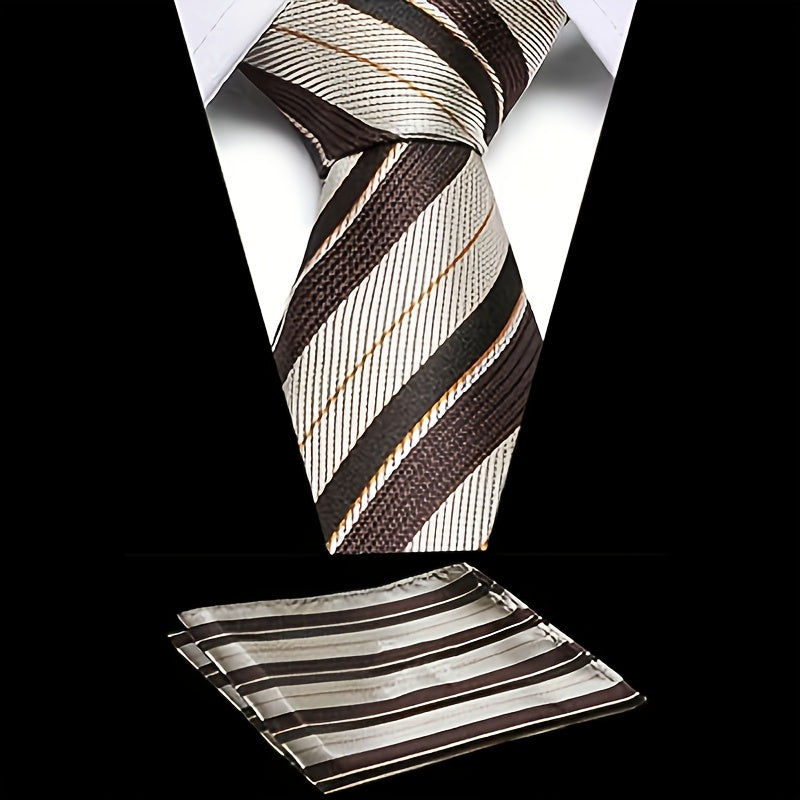 Coffret Cadeau Homme – Cravate Jacquard Classique et Pochette, Idéal Saint-Valentin