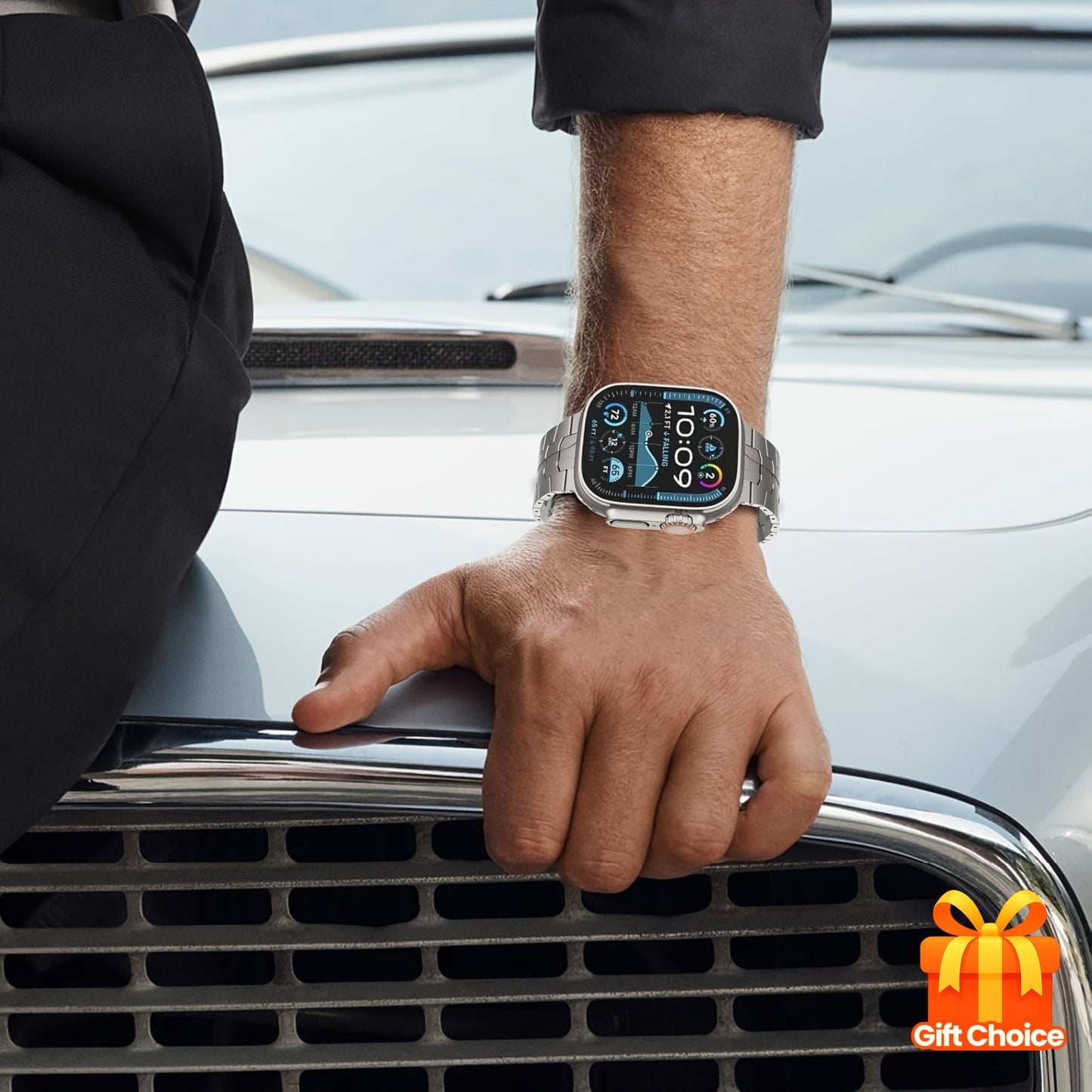 Bracelet Compatible Ultra 2/49 mm, Ultra/Series 9–1 & SE 2 – Bracelet de Remplacement en Titane Grade 2 Haute Résistance, Fermoir Magnétique Ajustable 22 mm, Léger & Durable, Prêt à Offrir