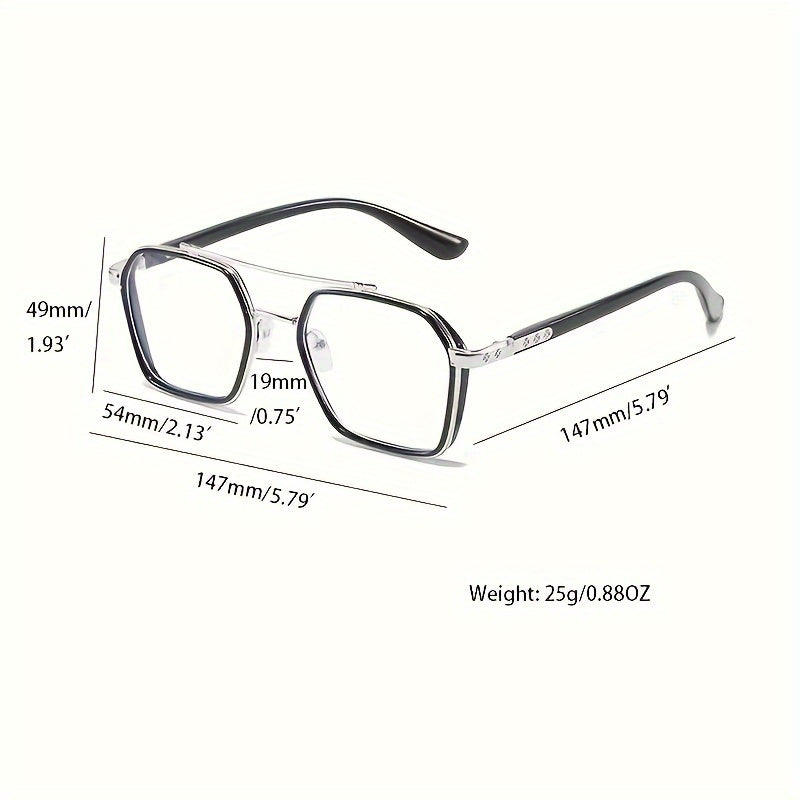 1pc TERNICOL Vintage Style Full Rim Glasses, Anti Blue Light PC Lens, Polycarbonate Frame, Fashionable Flat Light Eyewear with Case, Unisex for Photography & Street Fashion,Protect Against Blue Light from Computers and Electr