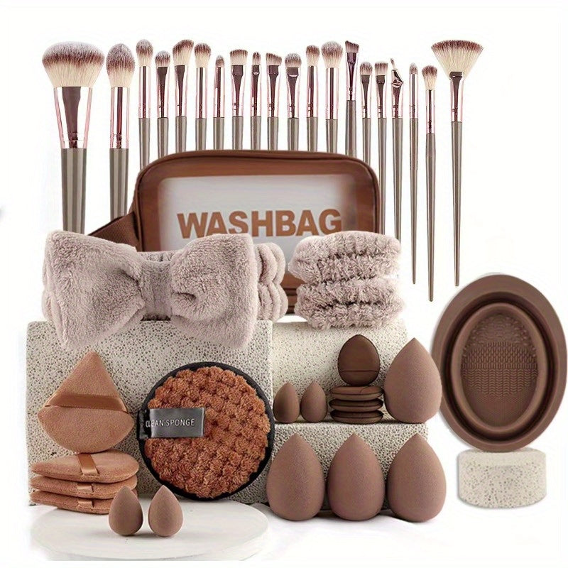 Set Maquillage 42 Pièces – Pinceaux, Éponges & Accessoires Complets