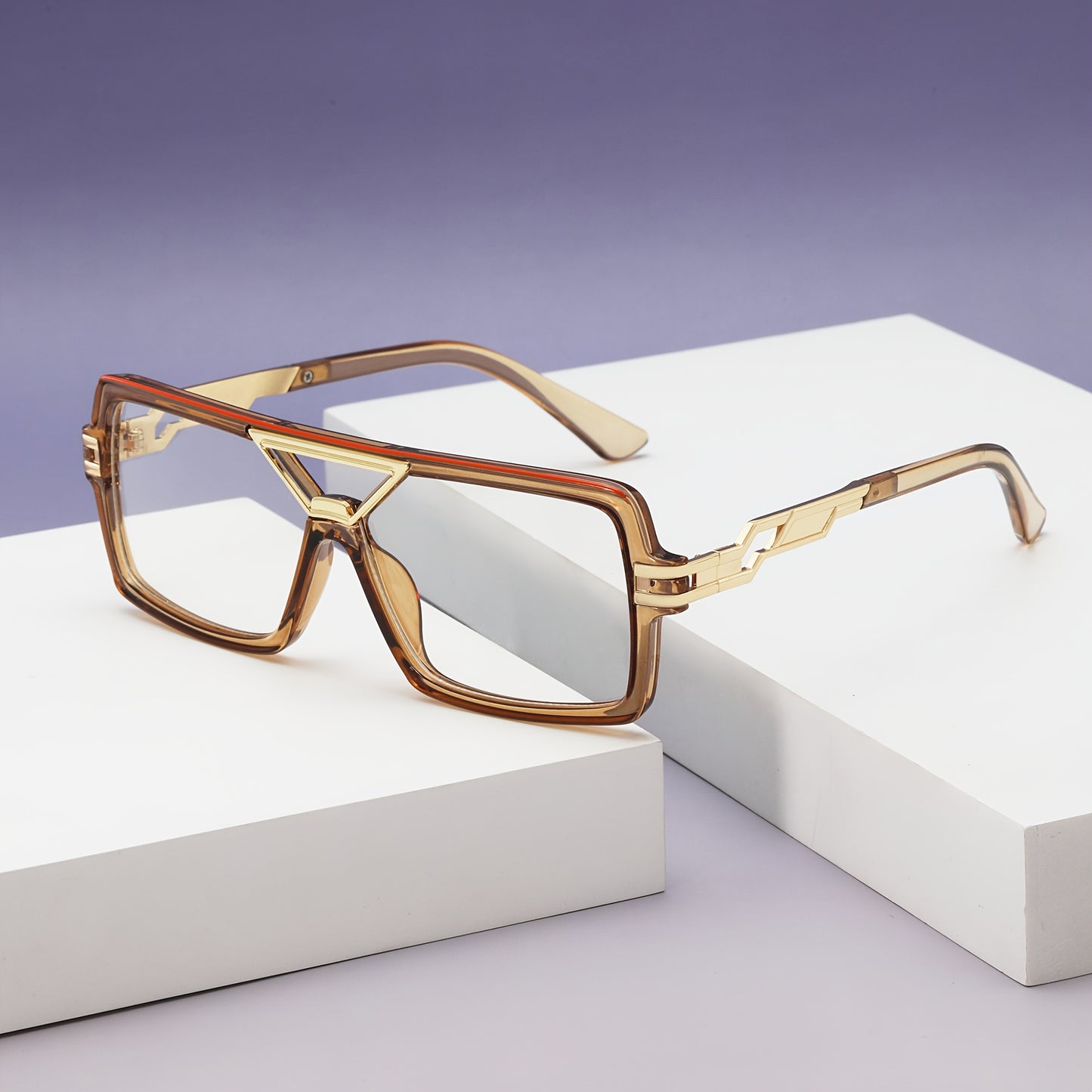 New Women's Fashion Metal Mixed Flat Lens Glasses, Men's Classic Decorative Plain Mirror