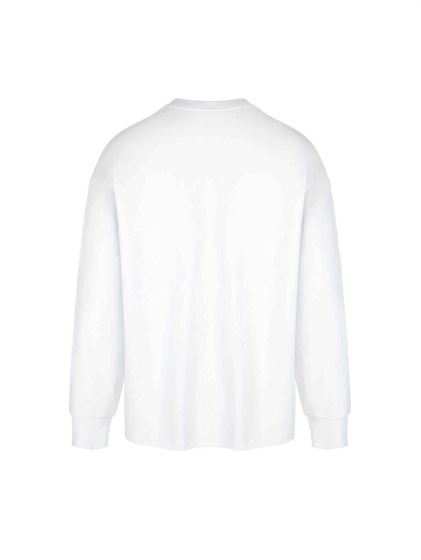 Colorful Hand Print Pattern Men's Trendy Long Sleeve Crew Neck T-shirt, Spring Fall