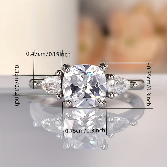 A Lady's Engagement Ring With Elegant And Stylish 4-prong Setting, Featuring Synthetic Zirconia. Perfect For Engagement Parties, Jewelry For Valentine's Day, And As A High-end Gift To Express Love. Available In Multiple Color