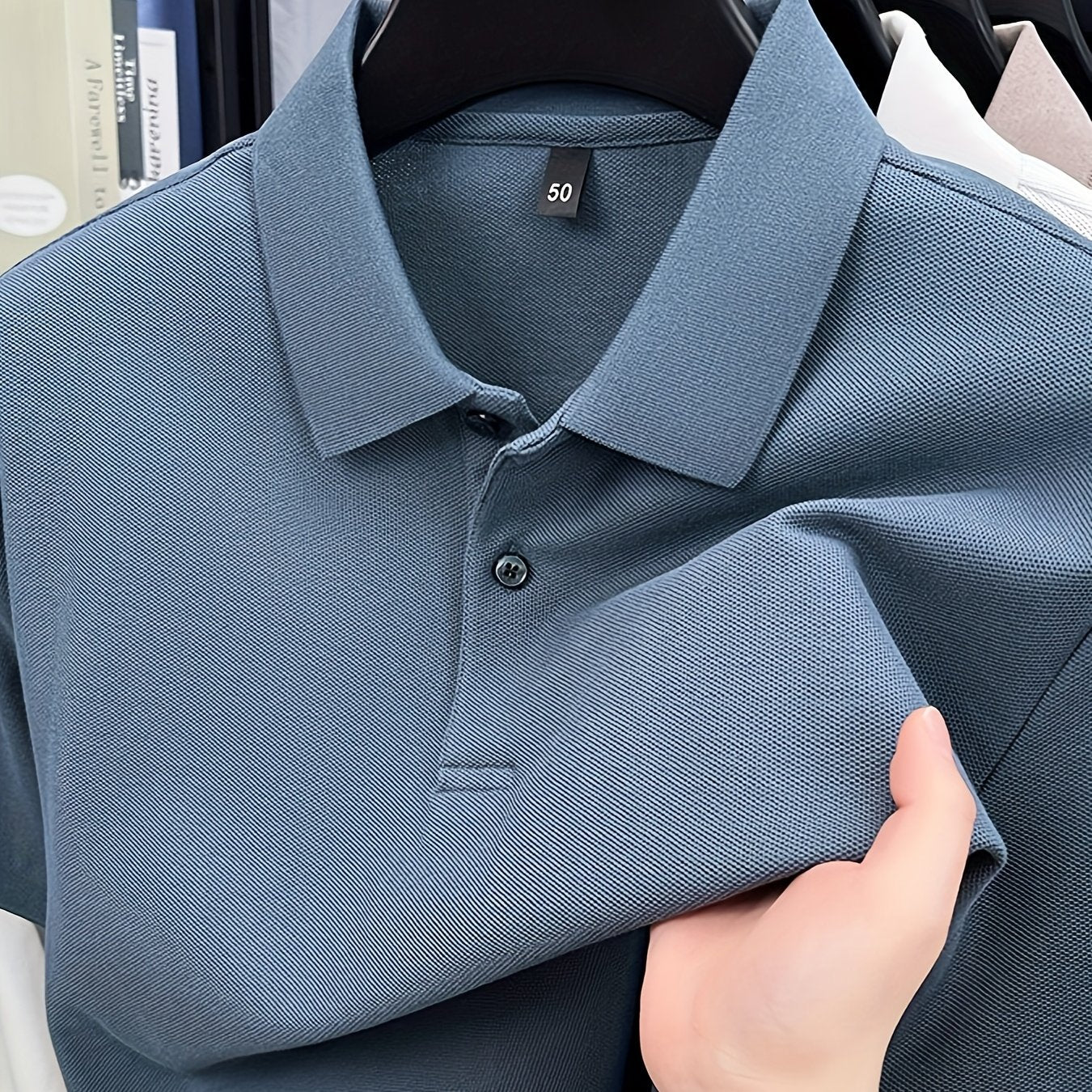 Men'S Business Casual Shirt - Formal & Everyday Office, Golf, Casual Attire - Classic Collar Button-Up Shirt - All-Season Professional T-Shirt for Men - Easy-Care Professional Attire, Golf Apparel, Solid Color Design, Comfort