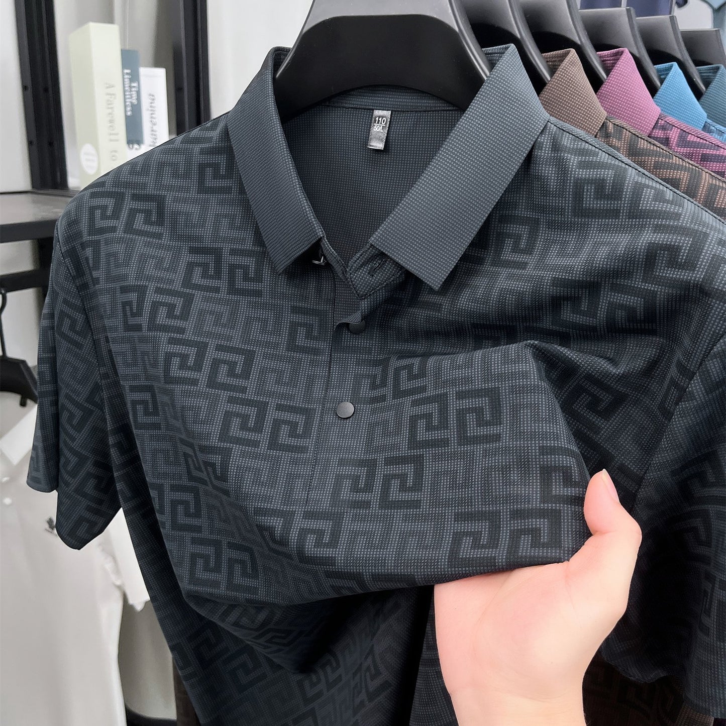 Men'S Casual Summer Polo Shirt - "CRRTMARO" Logo, Lightweight Rayon Fabric, Short Sleeve, Button-Up, Casual Style, Casual Summer Wear | Casual Style Shirt | Glossy Finish