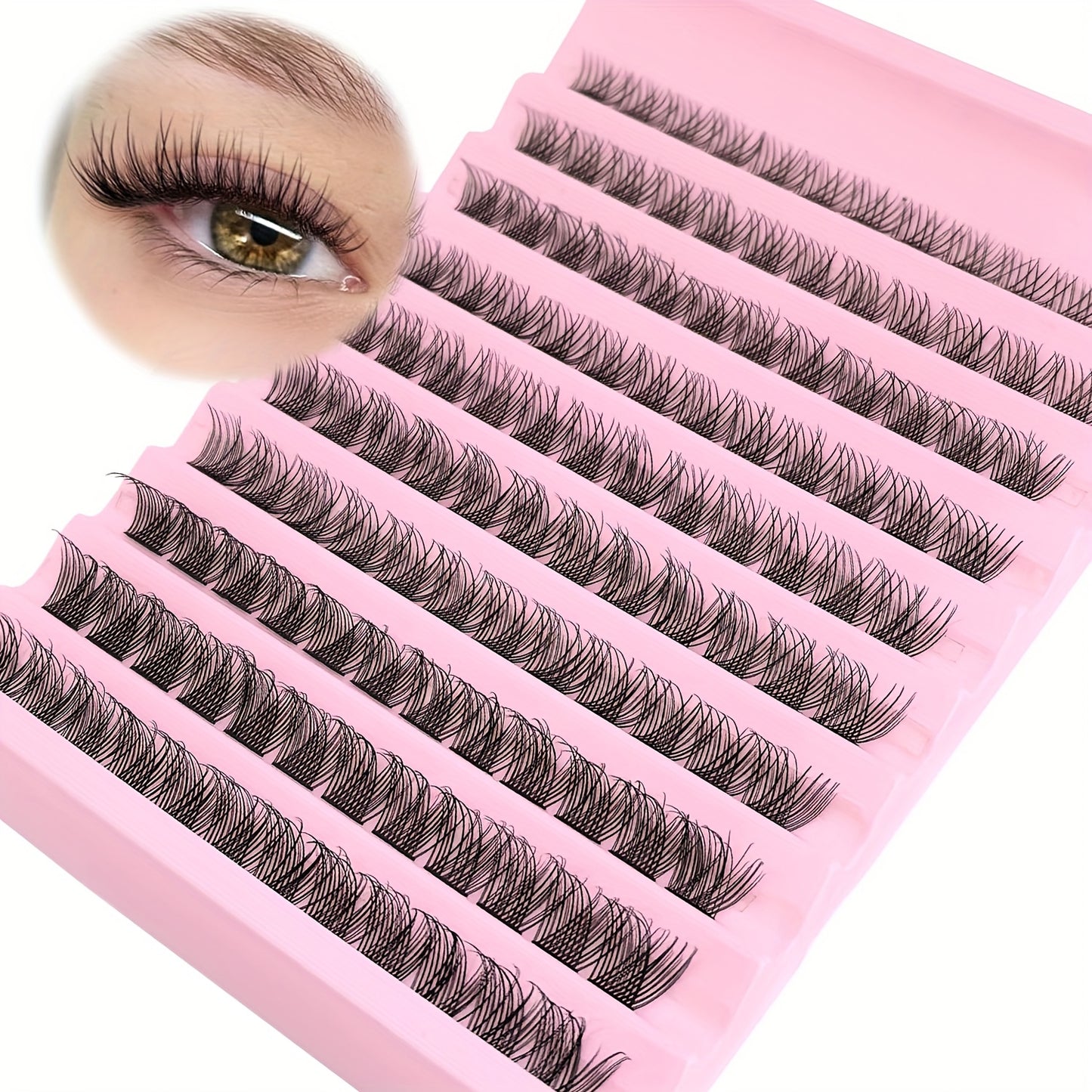 Kit d'extensions de cils 200 pièces | Comprend 120 cils naturels confort de 8 à 16 mm, épaisseur 0,07 mm, courbure C/D, longueur 10 à 18 mm, styles poupée et yeux, réutilisables pour débutantes