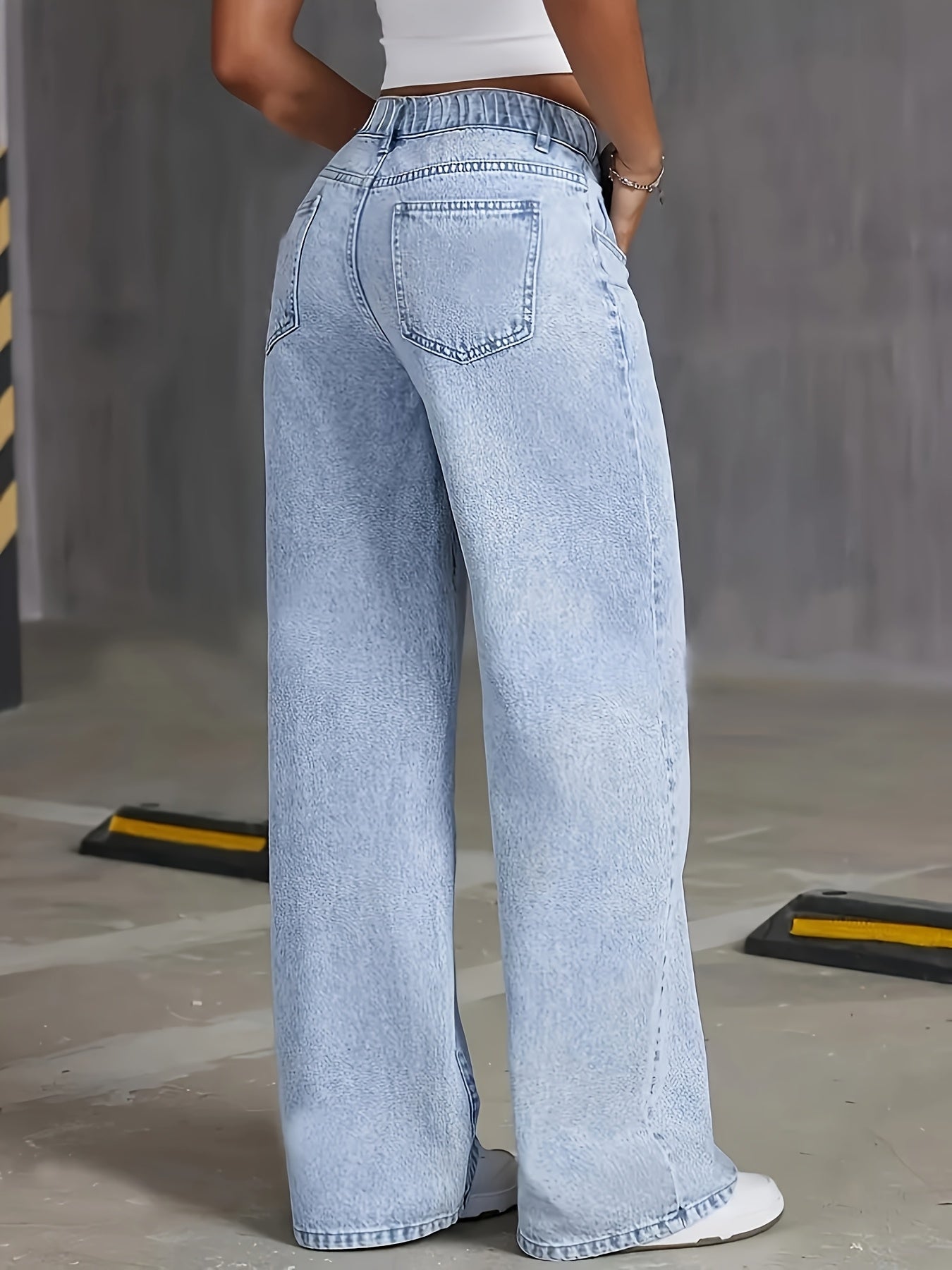 Jean droit stretch taille haute pour femme - Pantalon en denim stretch épais et opaque, grandes tailles disponibles