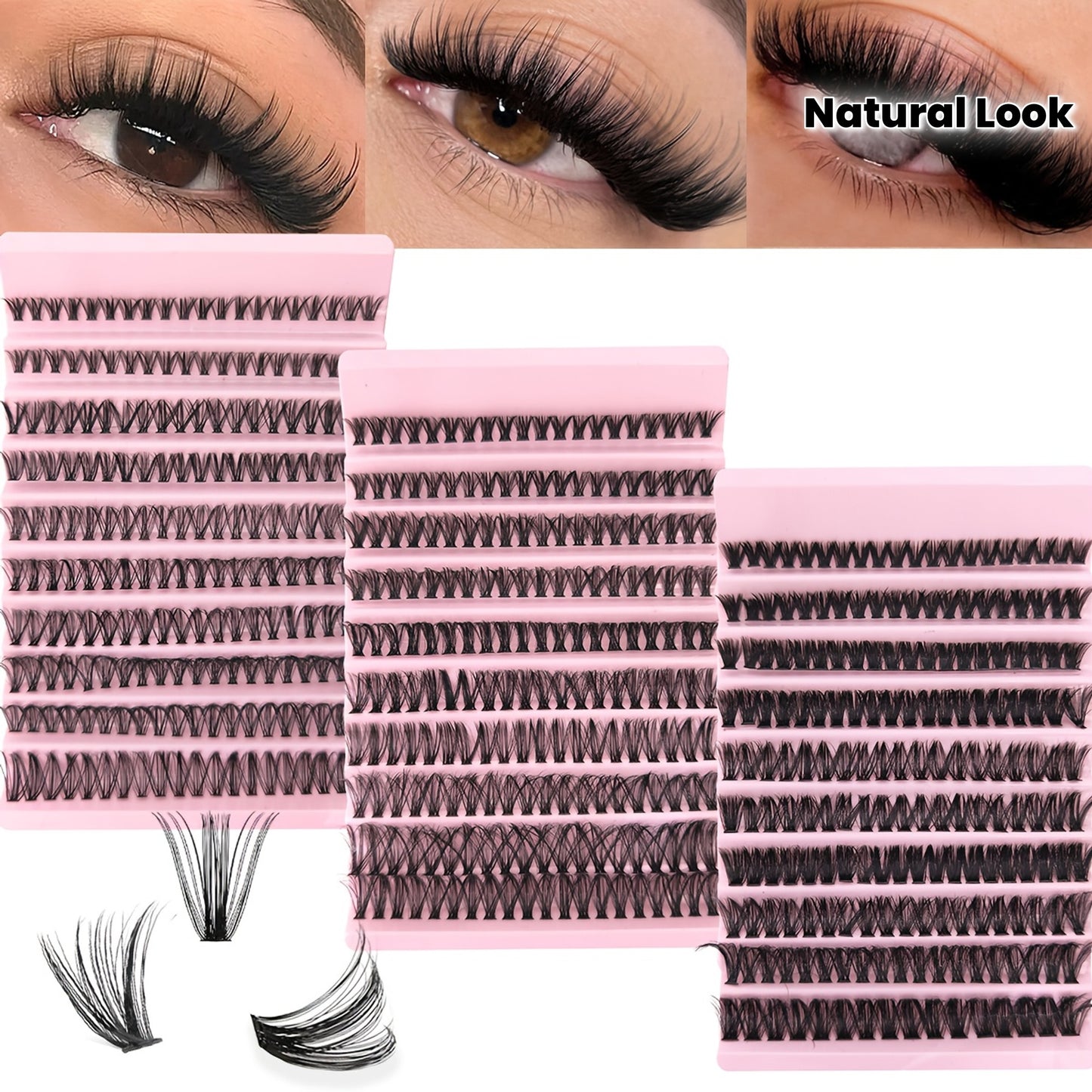 200/120 pcs de Paquets de Cils Individuels – D Curl, 8-16 mm, Base Large, Effet Naturel et Extra Épais, Réutilisables, Kit DIY pour Extensions de Cils à la Maison ou en Déplacement, Parfaits pour Usage Quotidien, Mariages, Rendez-Vous et Soirées