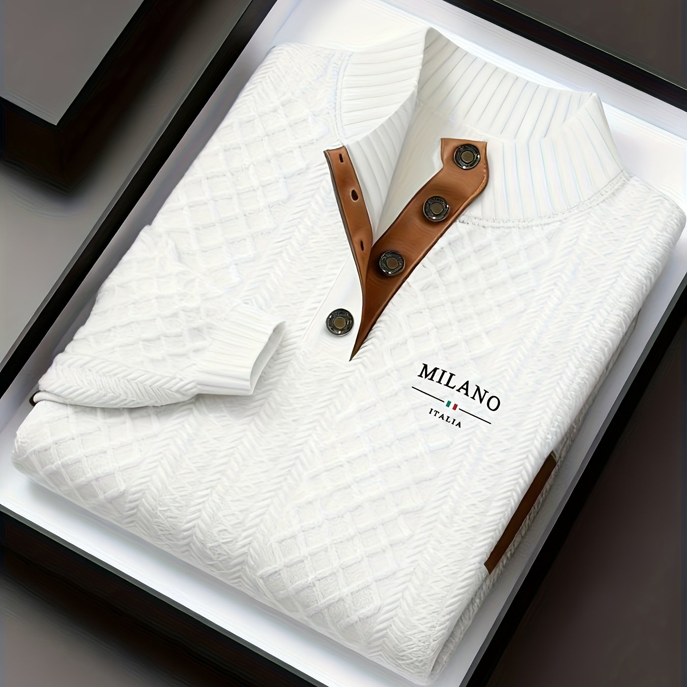 The Men'S Autumn And Winter Christmas High-Neck Jacquard Knitted Sweater Is a Casual Style Made from a Heavy 280G/M² Fabric with Random Textures. It Features a Mature And Stylish High-Neck Pullover Design, with