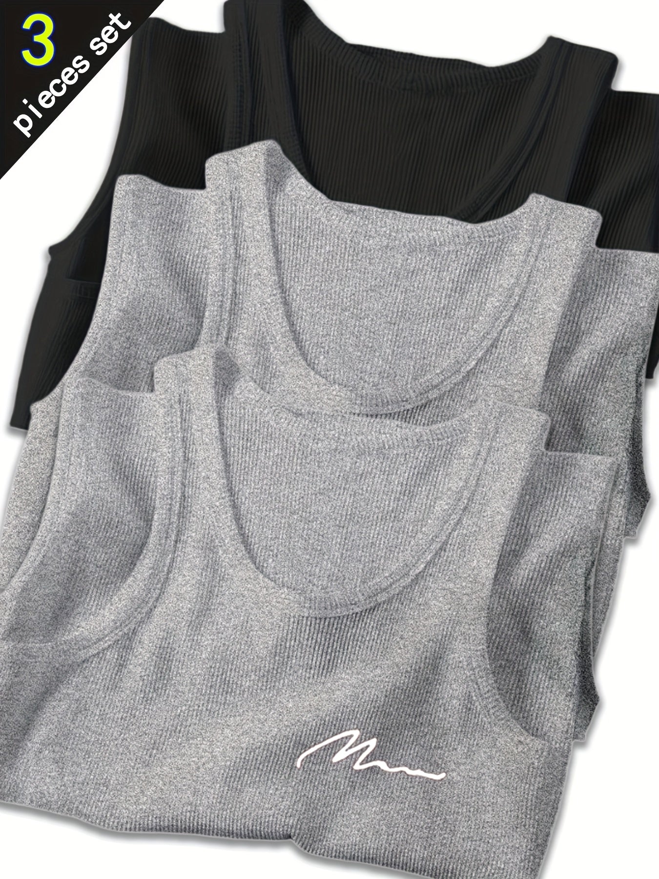 Lot de 3 Débardeurs Homme Été – Côtelé Rayé, Confortable et Respirant
