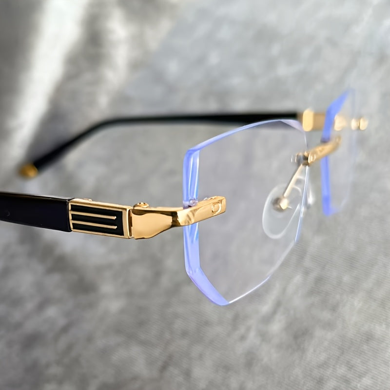 1pc Blue Clear Lens Frameless Glasses for Women & Men - Reduce Eye Fatigue & Glare from Computer, TV, Phone & Gaming, Decorative Glasses, Y2K, Cheapes, Stylish Eyewear, Y2K Design, Suitable for Gaming Rooms And Offices. Eyegl