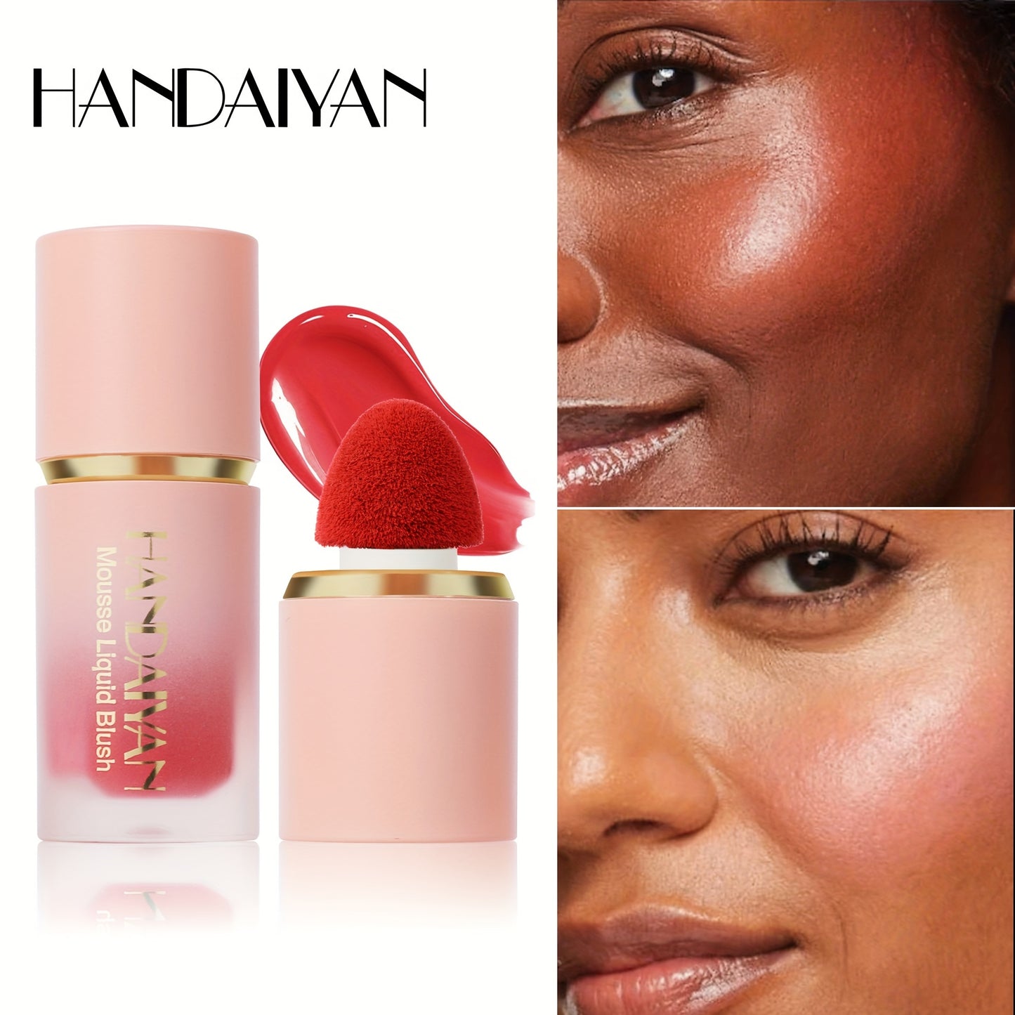 Blush Liquide Velours 6 Couleurs— Couverture Moyenne, Résistant à l’Eau et aux Taches, Tenue Longue Durée, Teinte Naturelle Baie, Sublime les Tons Beige Clair, Parfait pour Saint-Valentin, Festivals de Musique, Halloween et Cosplay de Noël