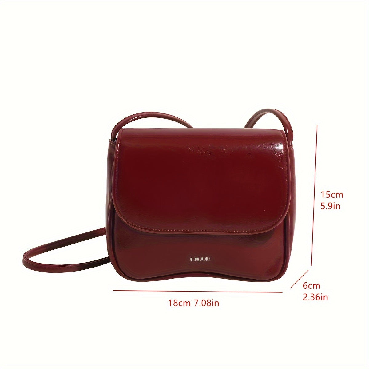Sac bandoulière rouge élégant pour femmes – petit format carré avec poche pour téléphone, durable et décontracté, bandoulière réglable 100 cm, doublure polyester, parfait pour trajets quotidiens