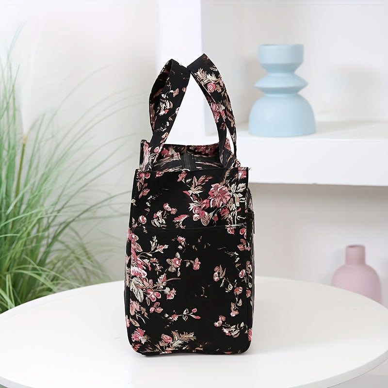 Nouveau Sac Cabas Grande Capacité en Tissu Épaissi – Sac de Travail Simple et Tendance, Fermeture Zippée Semi-Fermée, Poche Latérale pour Gobelet, Poche Avant Zippée, Idéal pour Shopping et Articles Divers, Sac Portable pour le Travail