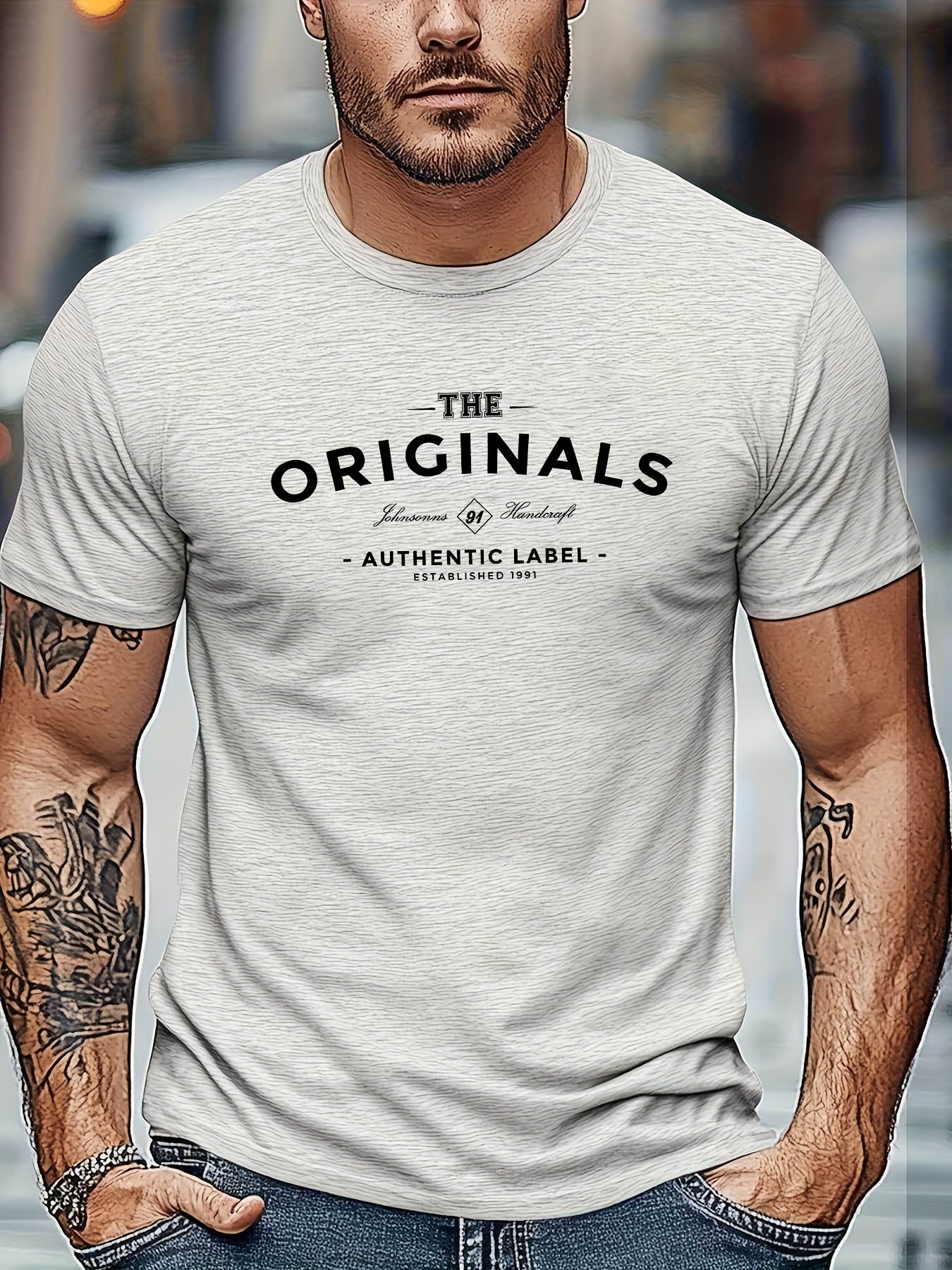 Men's Original Text Graphic T-Shirt - Dark Gray with White Lettering - Breathable Summer Tee - Authentic Label Design - Casual Everyday Shirt for Men