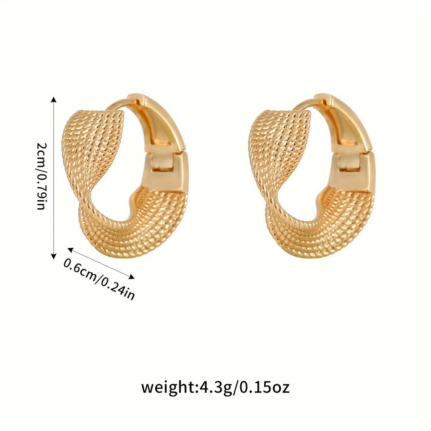 Paire de boucles d’oreilles créoles dorées texturées pour femme – design unique entrelacé, tiges en acier inoxydable, parfaites pour un usage quotidien ou comme cadeau, bijoux quotidiens | design chic | cuivre plaqué or