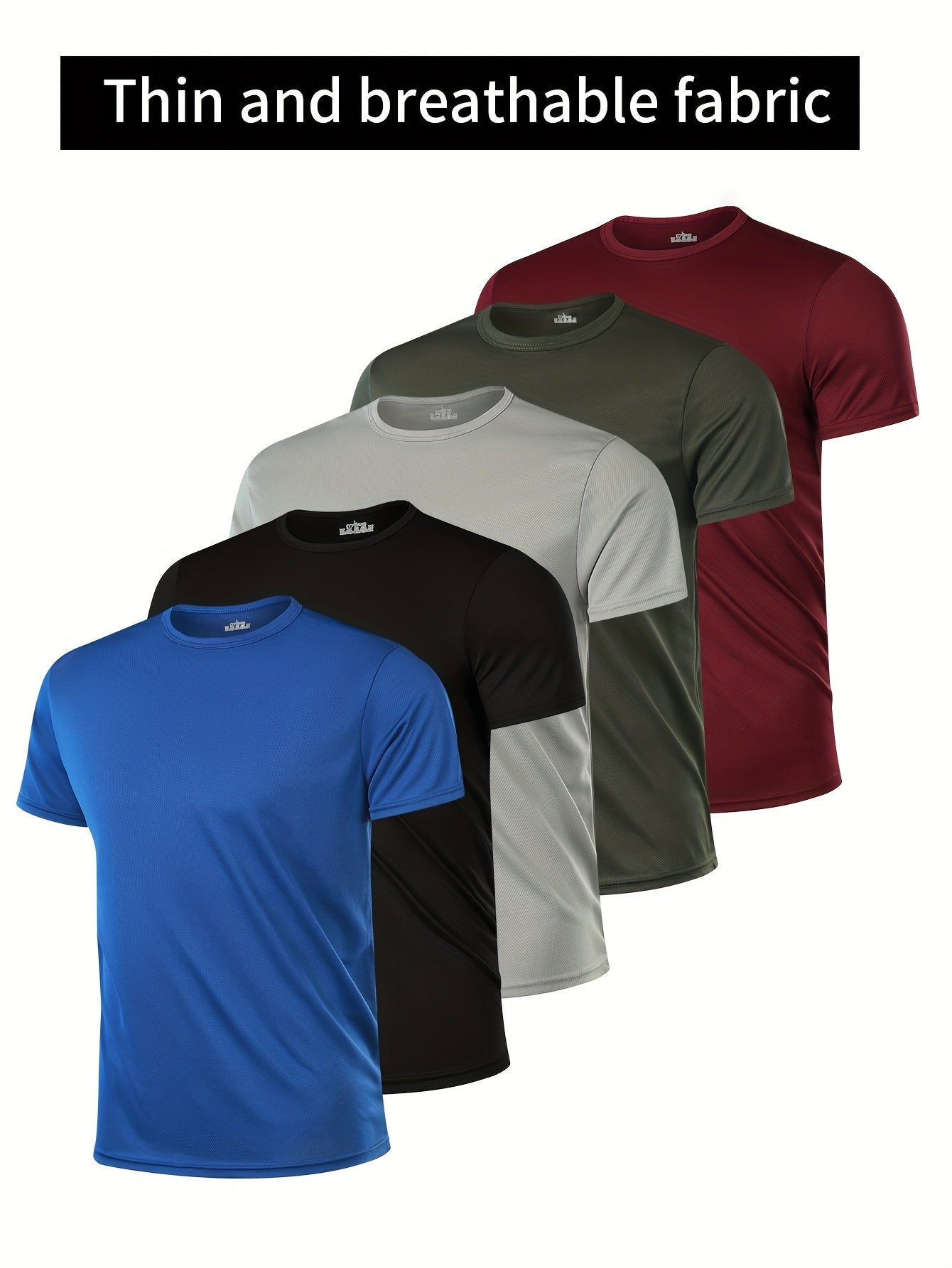 5pcs Men's Crew Neck Fashionable Short Sleeve Sports T-shirt, Comfortable And Versatile, for Summer And Spring, Athletic Style, Comfort Fit T-Shirt, As Gifts