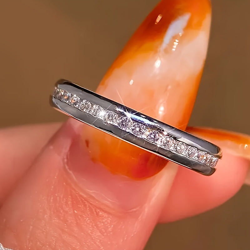 Women's Full-Circle Synthetic Zirconium Oxide Ring - -Like Brilliance, Eternal Shine Wedding Band, Valentine's Gift, Everyday Jewelry - No Maintenance Required, Anniversary Gift, Sparkling Design, Highquality Finish, Statemen