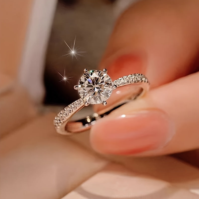 1pc, a Ring for Women Made of Simulated Zirconia, Featuring an Adjustable Open Design, Suitable for Wearing During Wedding Proposals, And a Perfect Gift for Valentine'S Day.