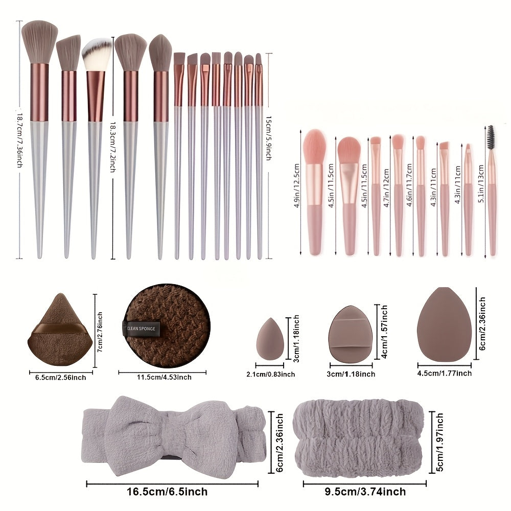 Ensemble de 14 pinceaux de maquillage professionnels | Kit cosmétique rose avec pochette de rangement, convient aux peaux beige clair, comprend des pinceaux pour fond de teint, blush et fards à paupières à poils en nylon