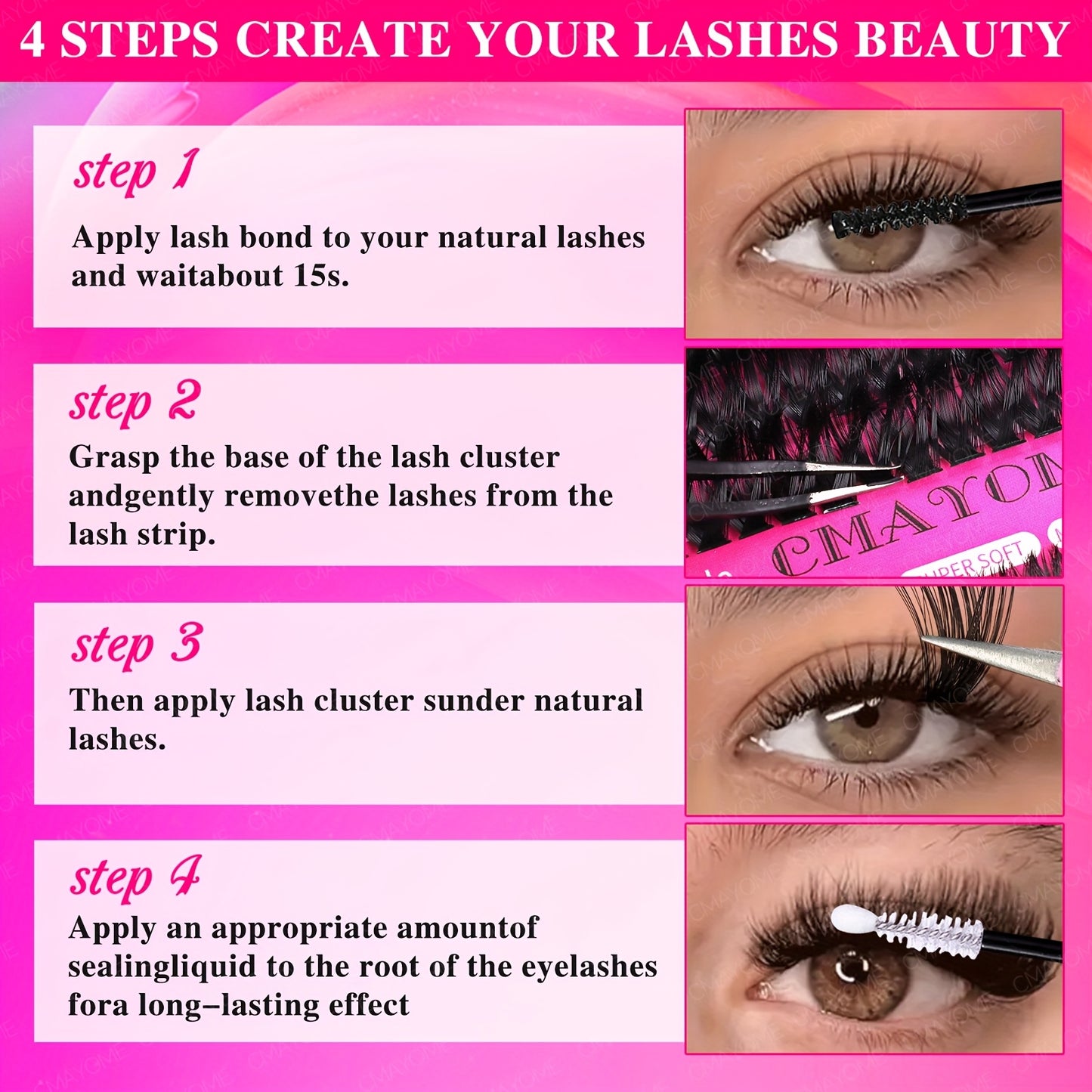 Set de Cils Postiches Fluffy – 240/640 pcs, Grande Capacité, 4 Styles à Mixer, Longueurs Mélangées 8-18 mm, Épaisseurs 10D-100D, Inclus Colle et Outils, Réutilisables et Durables, Idéal pour Débutants, DIY, Extensions et Effet Naturel