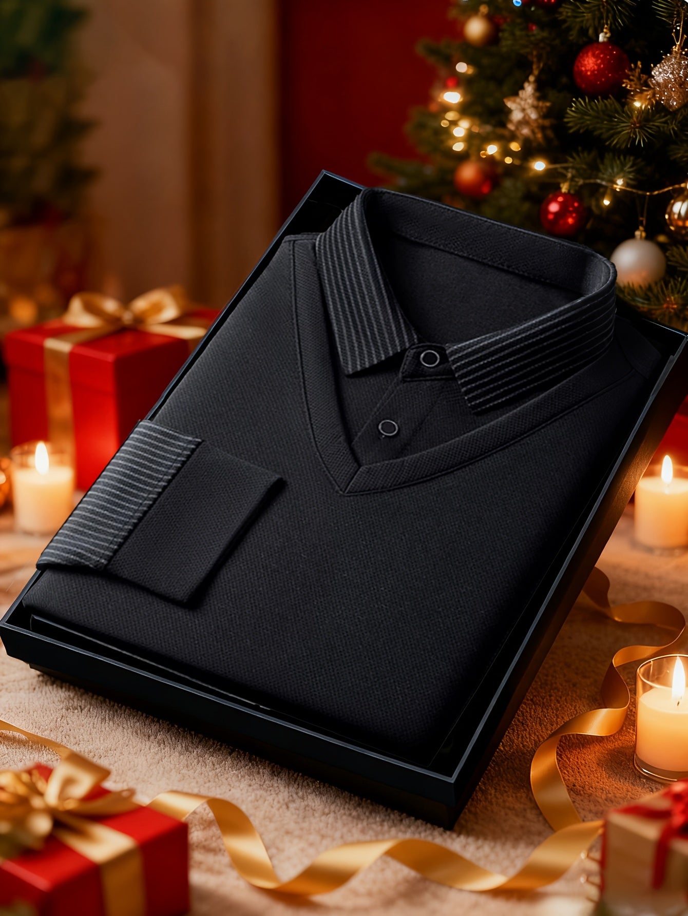 Men'S Faux Two-Piece Shirt Collar Knitwear, a Business Casual Striped Patchwork Top Featuring a Milano Letter Print Design, Available in Various Colors. It Has a Gray And Golden Contrasting Collar And Cuffs, a Simple Solid Co