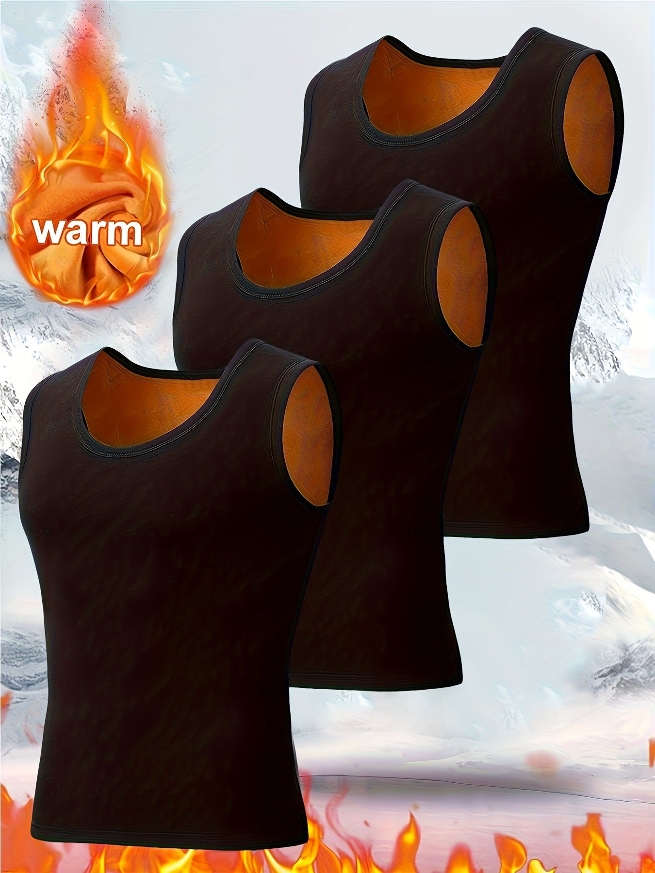 3pcs Débardeurs Thermiques Homme – Polaire Dorée, Chauds et Extensibles