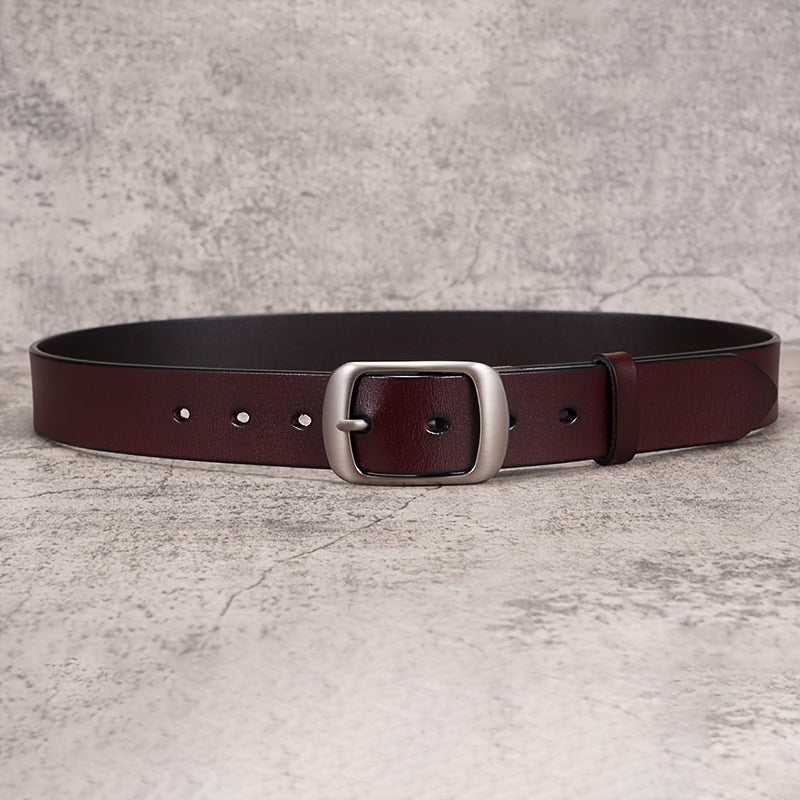 Ceinture en cuir véritable pour femmes – Lanière en cuir marron élégante avec boucle métal-like, pour jeans, robes, tenues formelles et quotidiennes, ceinture durable pour usage quotidien et occasions spéciales