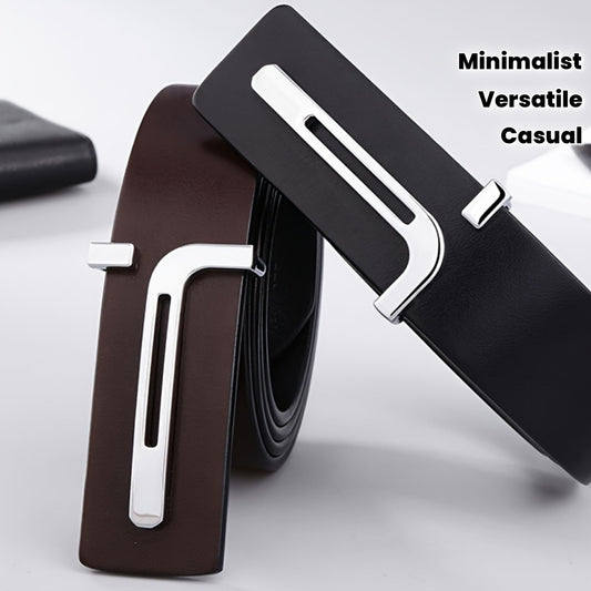 Ceinture femme nouvelle génération– Faux cuir avec boucle à main, design minimaliste et contrasté, ceinture fine avec boucle carrée, polyvalente pour tenue décontractée