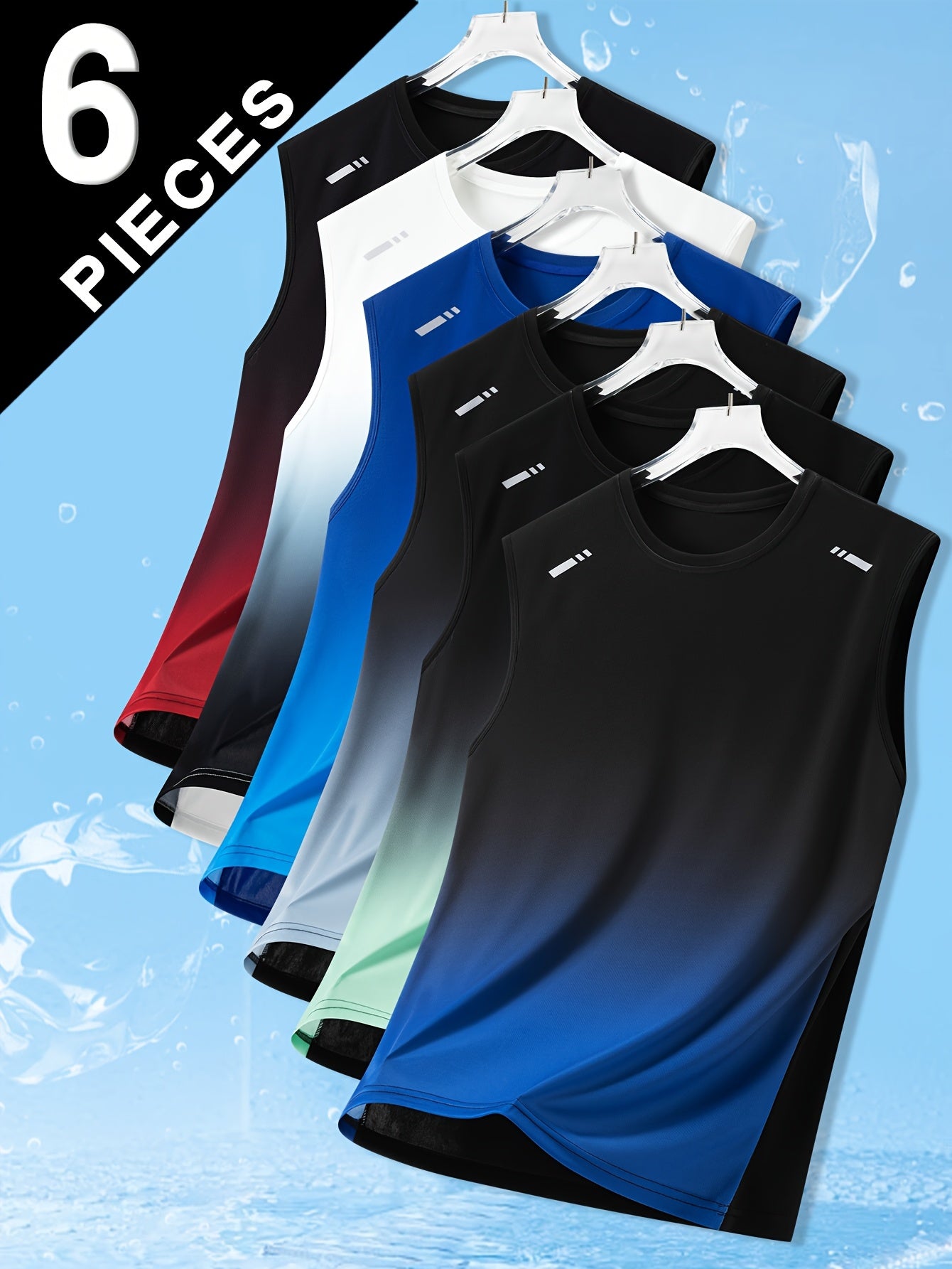 Lot de 6 Débardeurs Sport Homme – Séchage Rapide, Respirant, Tissu Extensible, Couleurs Dégradées