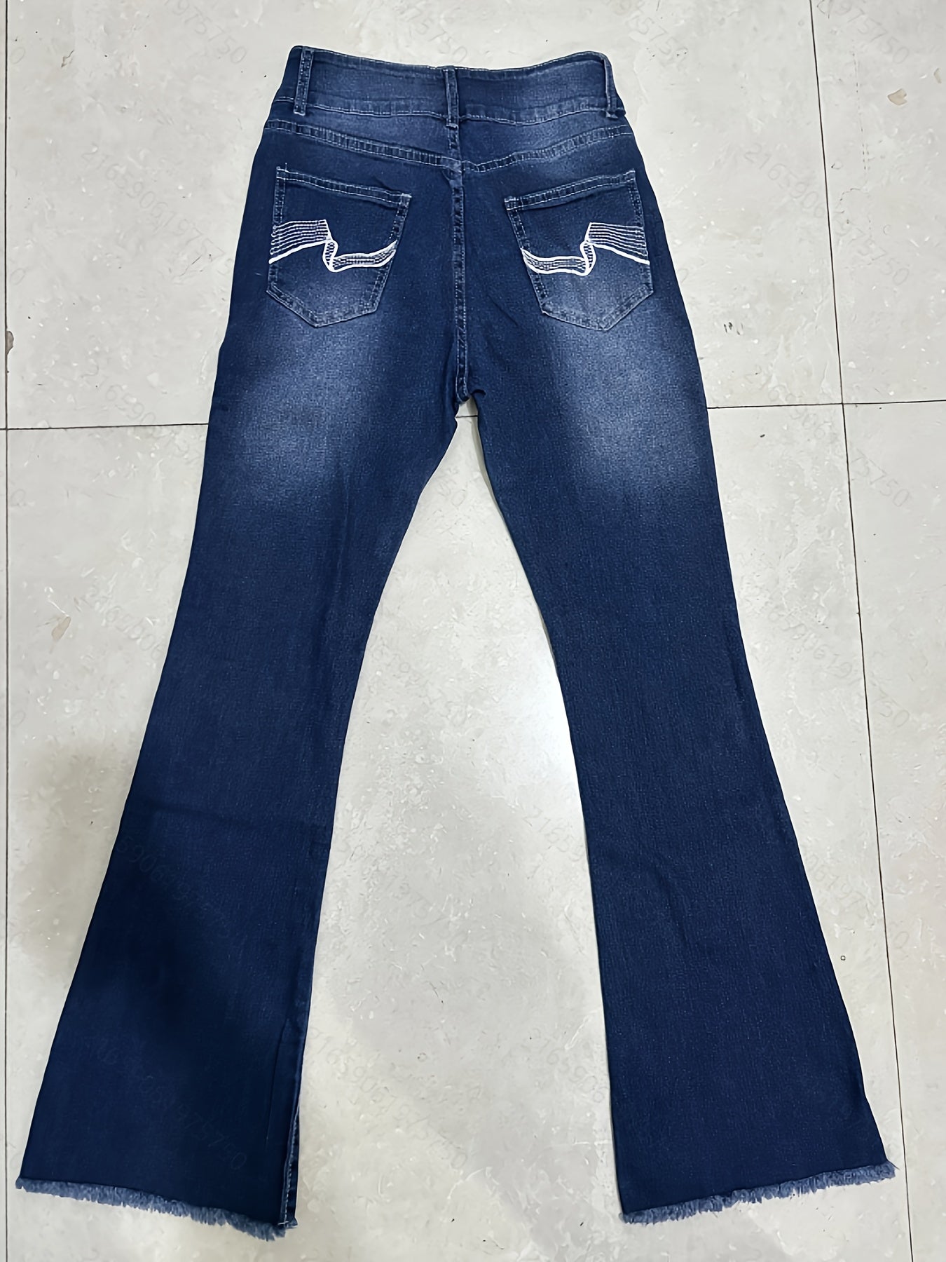 Jeans Femme Vintage Évasé Ourlet Brut Extensible Taille Haute Zippé Slim Noir Toute Saison Décontracté et Stylé