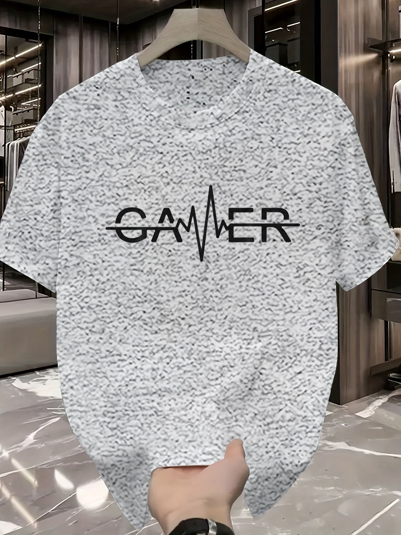 Men'S Casual Graphic T-Shirt - "GAMER" Print, with Lettering, Short Sleeve, Round Neck, Lightweight & Breathable for Summer, Perfect for Casual Attire, Everyday Tshirt | Bold Graphic Tee | Comfortable Fit