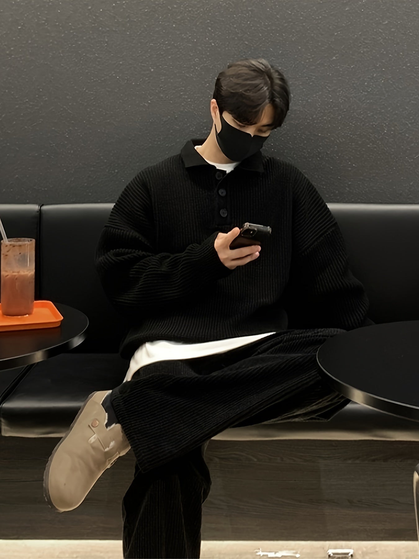 Korean-Style Plush Knitted Sweater with a Trendy Collar, Perfect for Winter Versatility, Selected by Temujin.