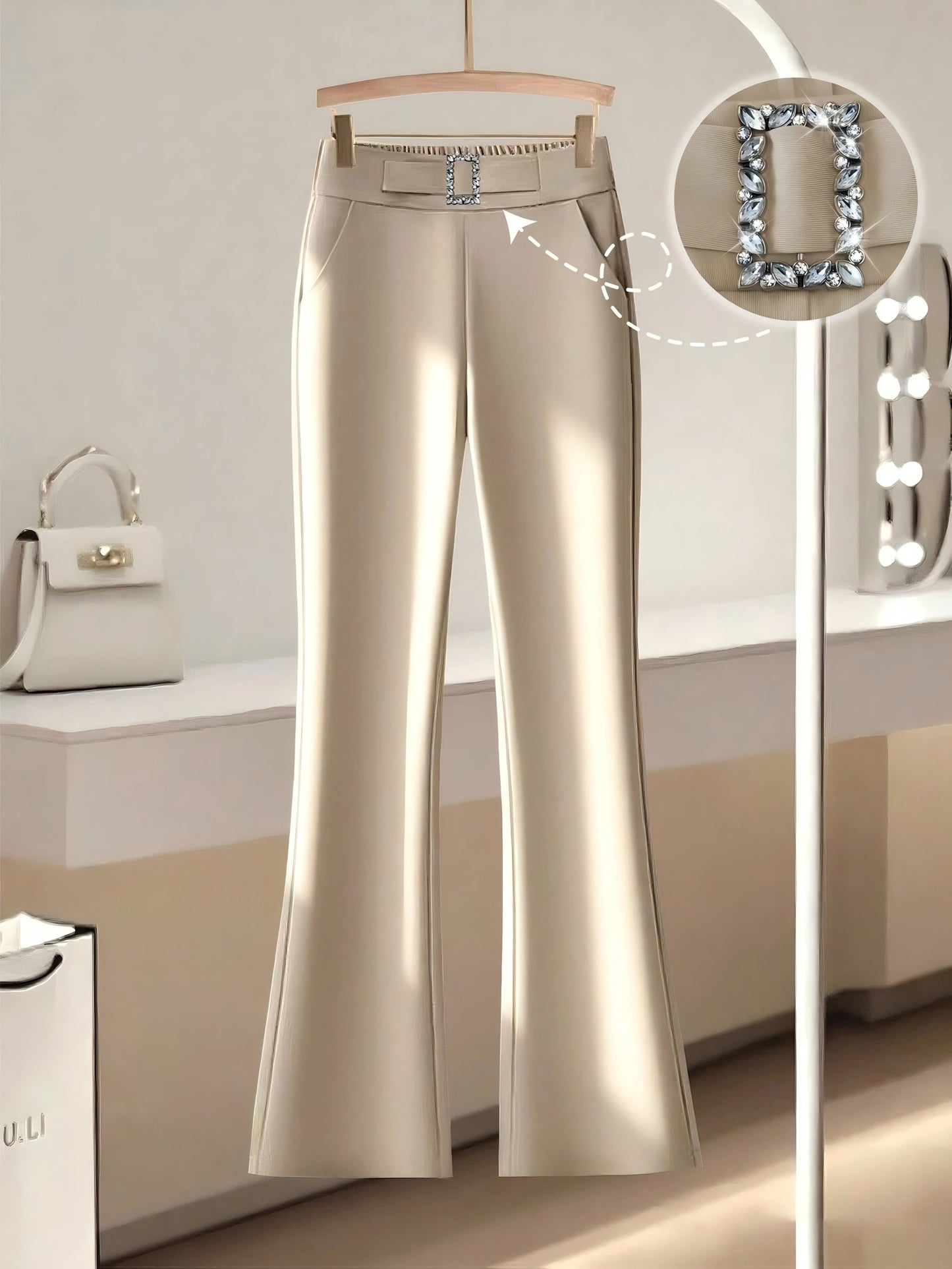 Pantalon Femme Élégant Jambe Droite – Bureau et Quotidien, Coupe Structurée, Tous Saisons