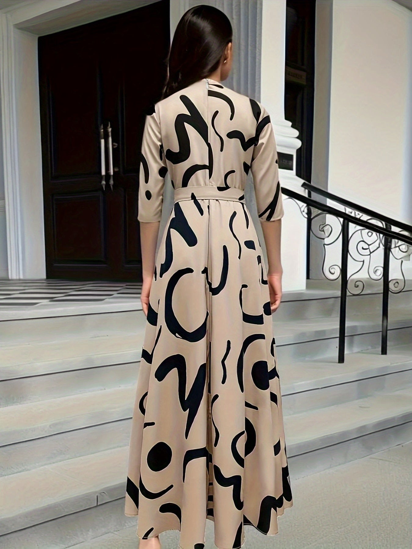 Oriented Fashion Print Temperament Lace Dress