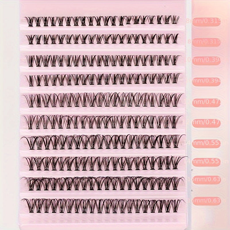 200 Cils Individuels en Touffes 30D – Longueurs 8-16mm, Courbure D 0.07mm, Faux Mink Ultra-Léger, Base Triangulaire, Résistants à l’Eau, Adaptés à Tous Types d’Yeux, Tenue Longue