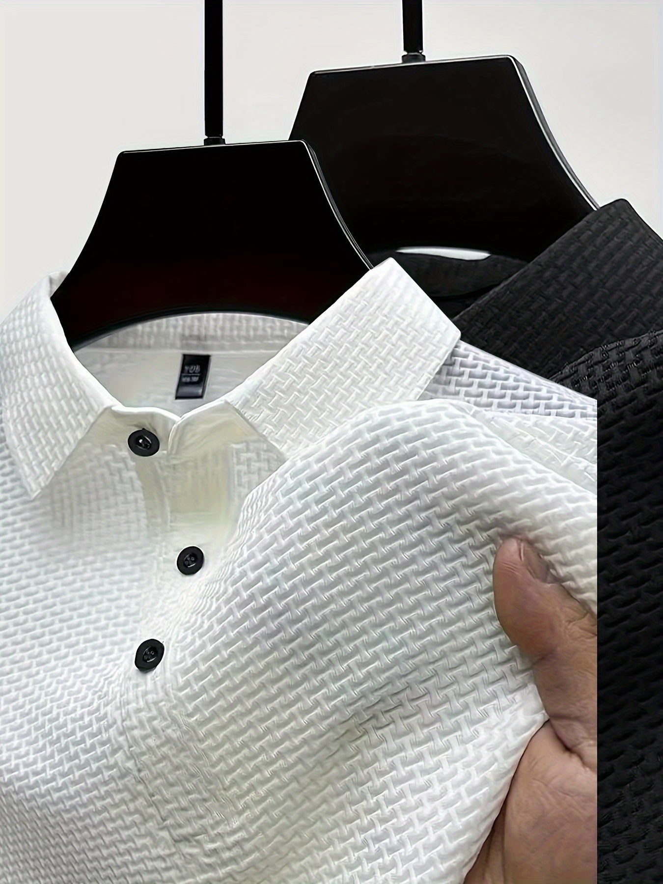 2pcs Men's Lapel Neck Short Sleeve T-shirt, Comfy Stretchy Trendy Tees for Summer, Casual Daily Style Fashion Clothing