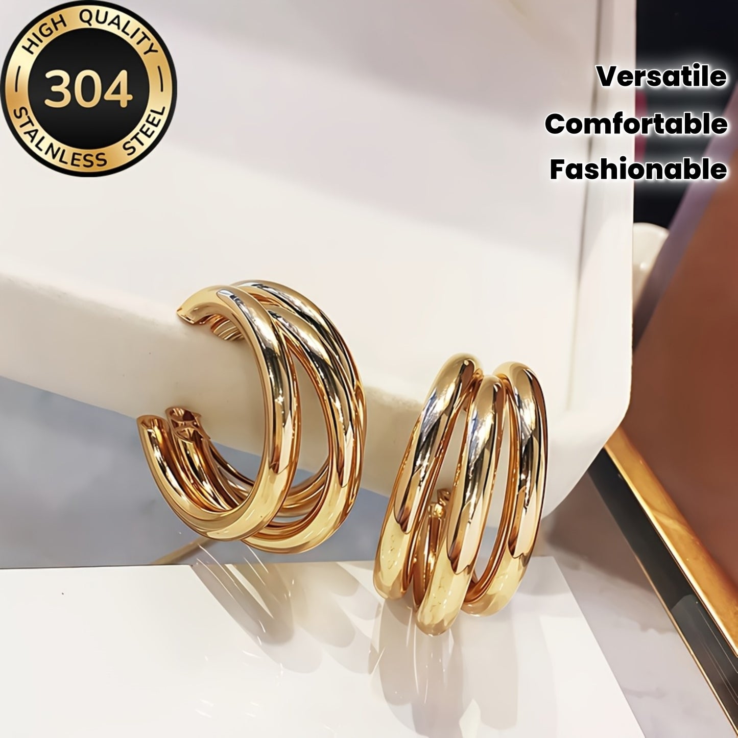 Boucles d’Oreilles Créoles Femme – Acier Inoxydable Hypoallergénique, Plaqué Or 18K, Anti-Décoloration, Confortables et Polyvalentes, Élégantes et Simples, Bijoux de Qualité pour Quotidien ou Soirées