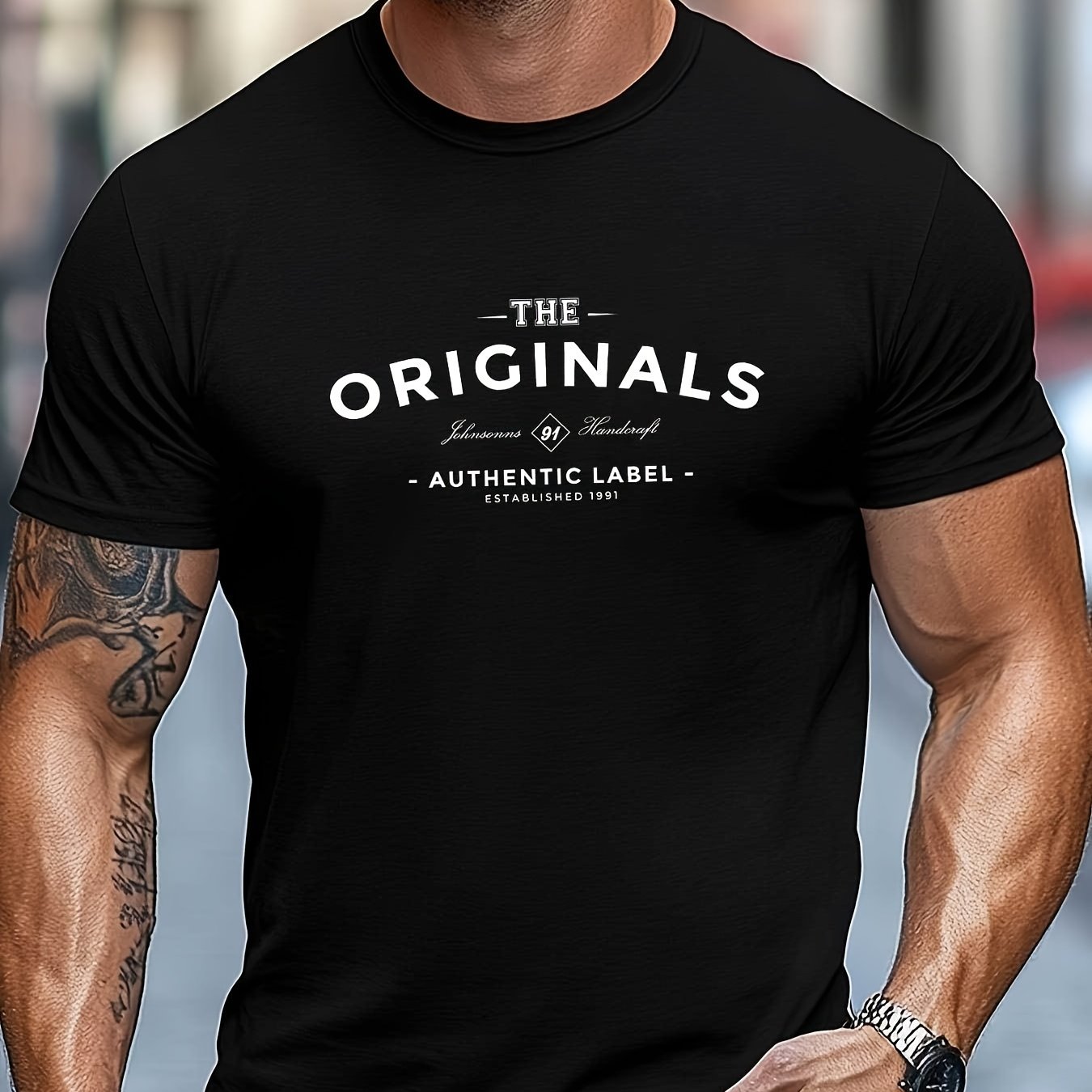 Men's Original Text Graphic T-Shirt - Dark Gray with White Lettering - Breathable Summer Tee - Authentic Label Design - Casual Everyday Shirt for Men