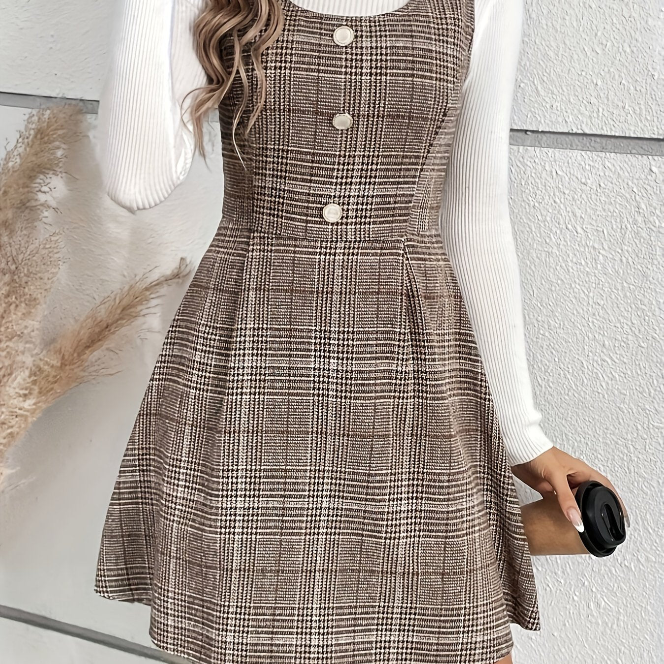 Robe A-line élégante pour femme – Marron et beige