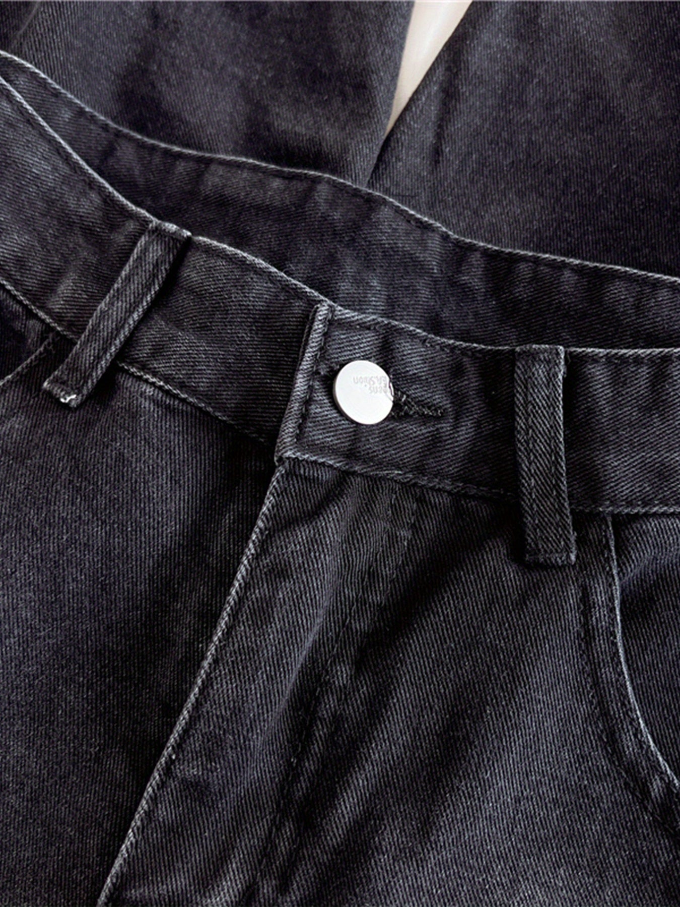 Pantalon Femme Denim Boutons et Zippé Coupe Classique Ample Taille Haute Printemps/Été Décontracté Extérieur