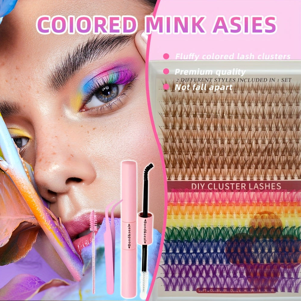 Pince à Cils avec Accessoires — Inclus Colles et Scellants, Brosse à Mascara, Faux Cils Résistants à l’Eau, Curl Intense, Réutilisables, Cils Individuels Épais et Fluffy, Idéal pour Soirées, Scènes et Festivals, Mélange de Couleurs Marron et Variées