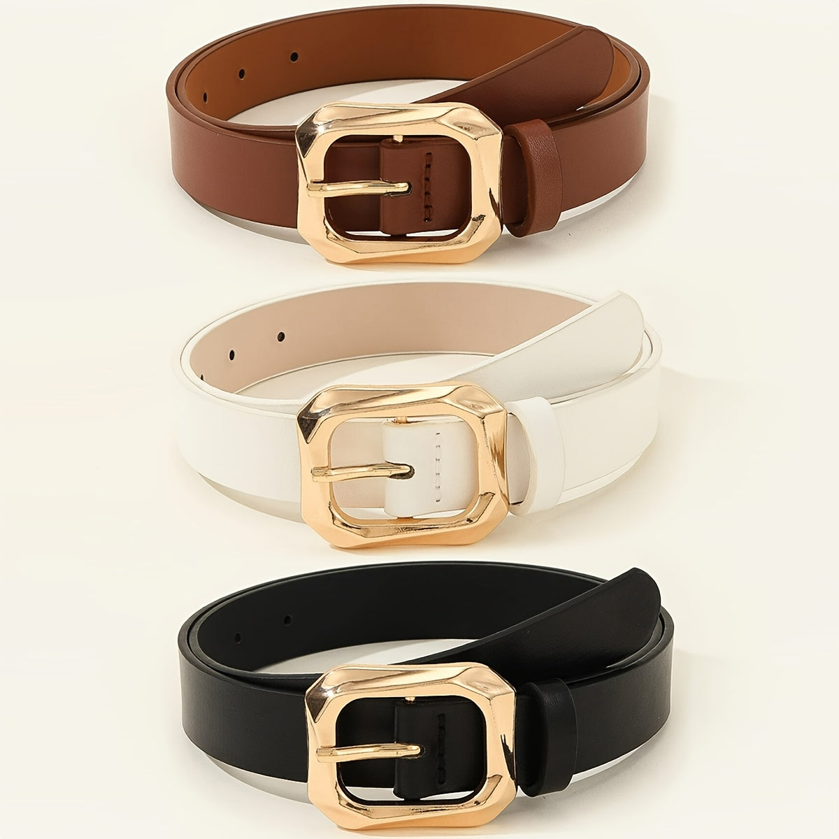 Lot de 3 ceintures élégantes pour femmes – Boucles carrées