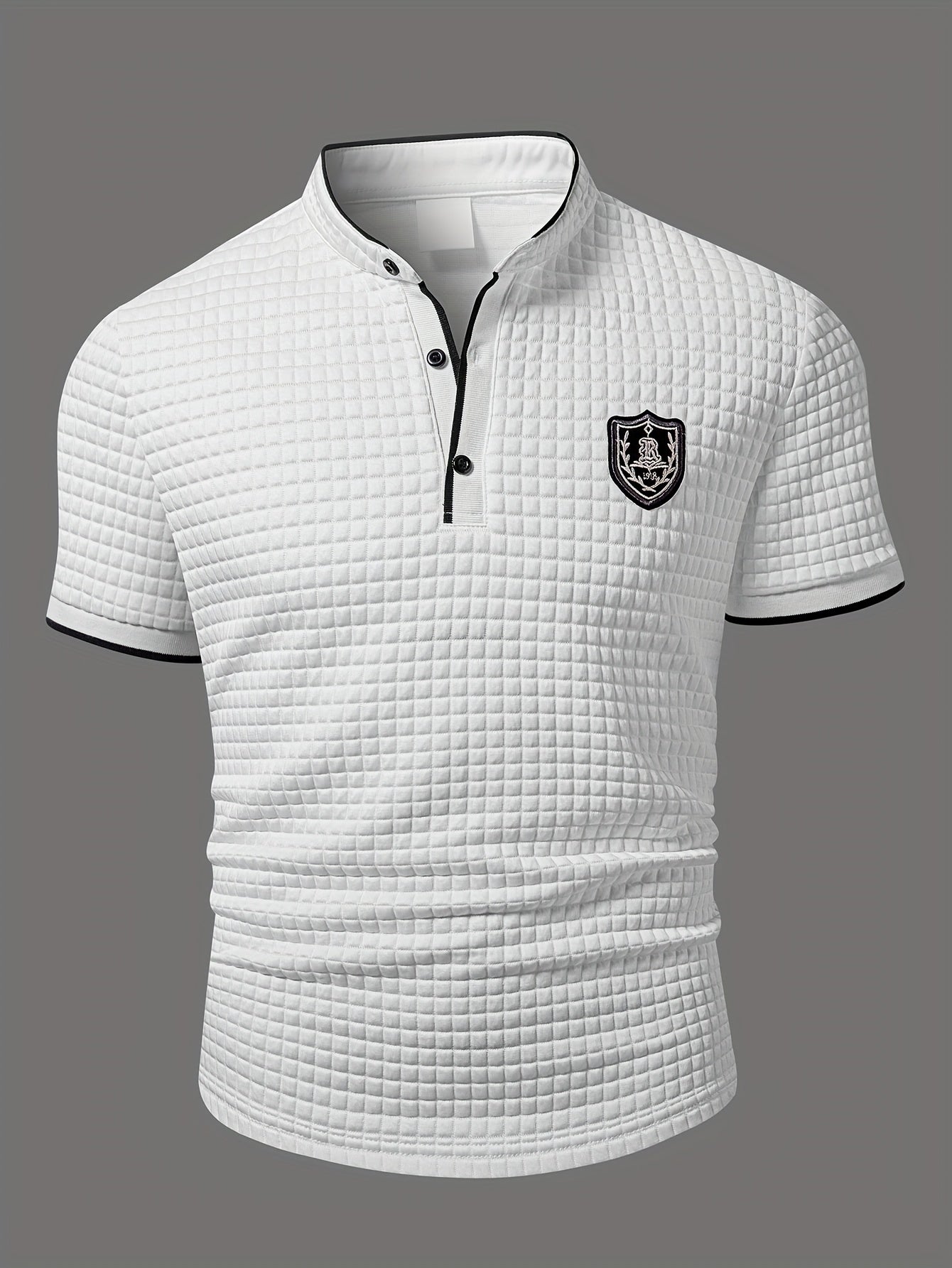 Men's Lightweight Moisture-Wicking Short Sleeve Shirt - Breathable Stretch Fabric, Henley Neck Casual Button-Up for Gym, Summer Outings & Parties (White)