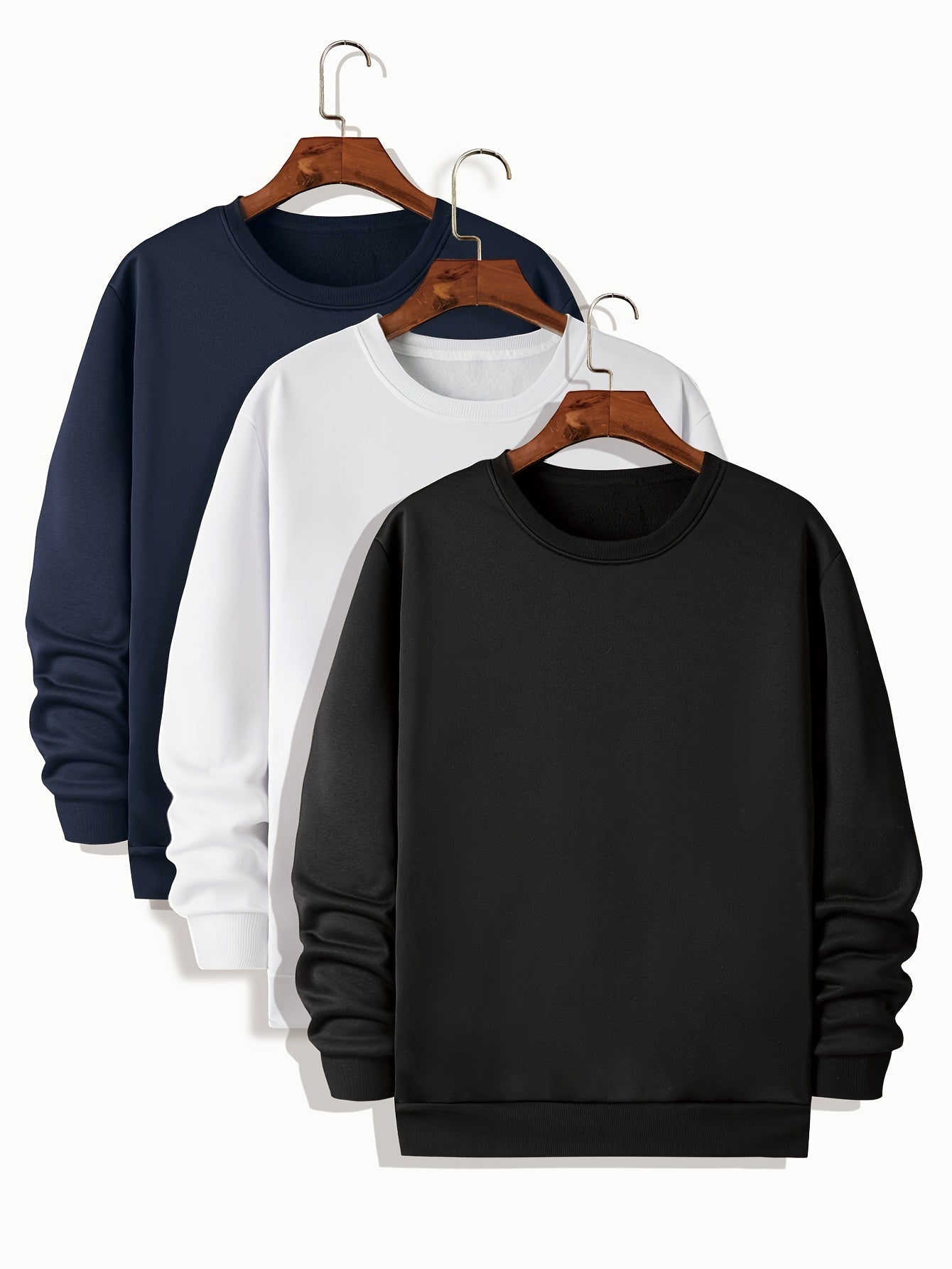 3pcs Sweatshirts Homme Grande Taille – Col Rond, Manches Longues, Printemps/Automne/Hiver