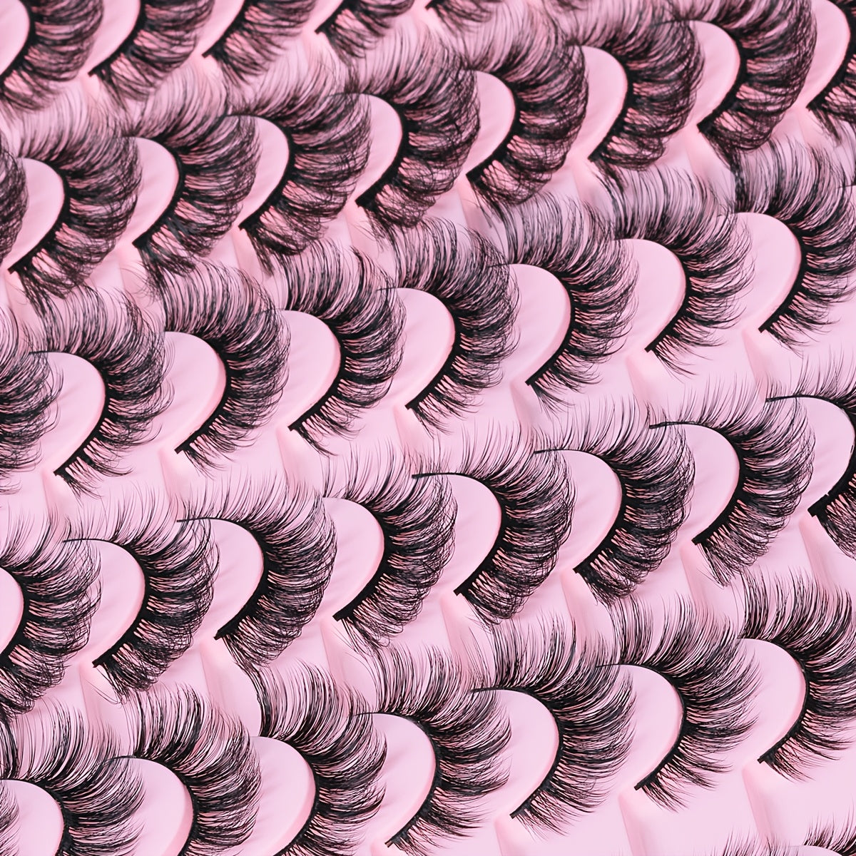 30 paires de faux cils noirs, assortiment de 3 styles : cils épais et bouclés, cils œil de chat et cils volumineux. Idéal pour le maquillage de tous les jours et de soirée.