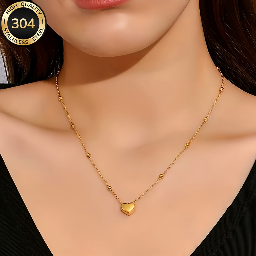 Collier pendentif cœur pour femme en acier inoxydable hypoallergénique, plaqué or 18K, design simple, mignon et élégant, parfait pour un usage quotidien ou comme cadeau, bijou de haute qualité pour femme