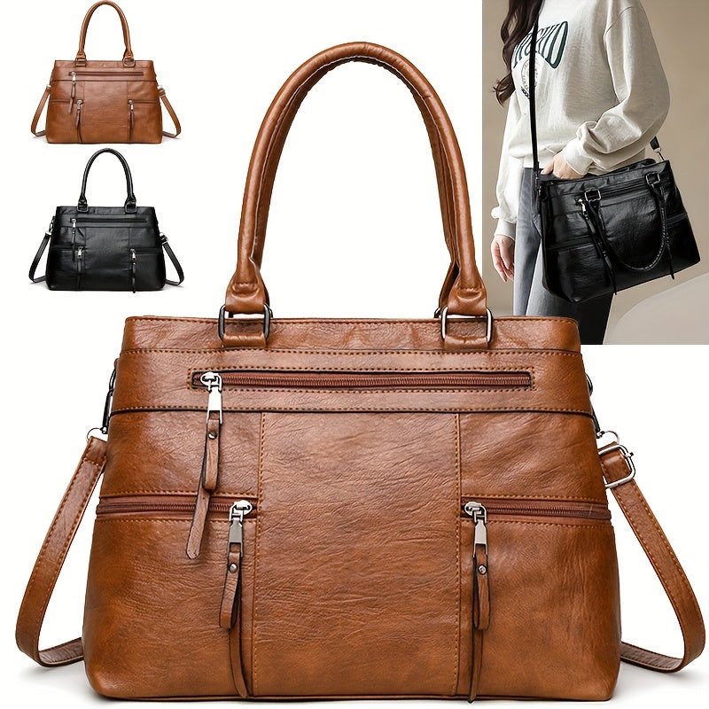 Sac Cabas Femme Vintage Grande Capacité Avec Bandoulière Amovible et Multiples Compartiments