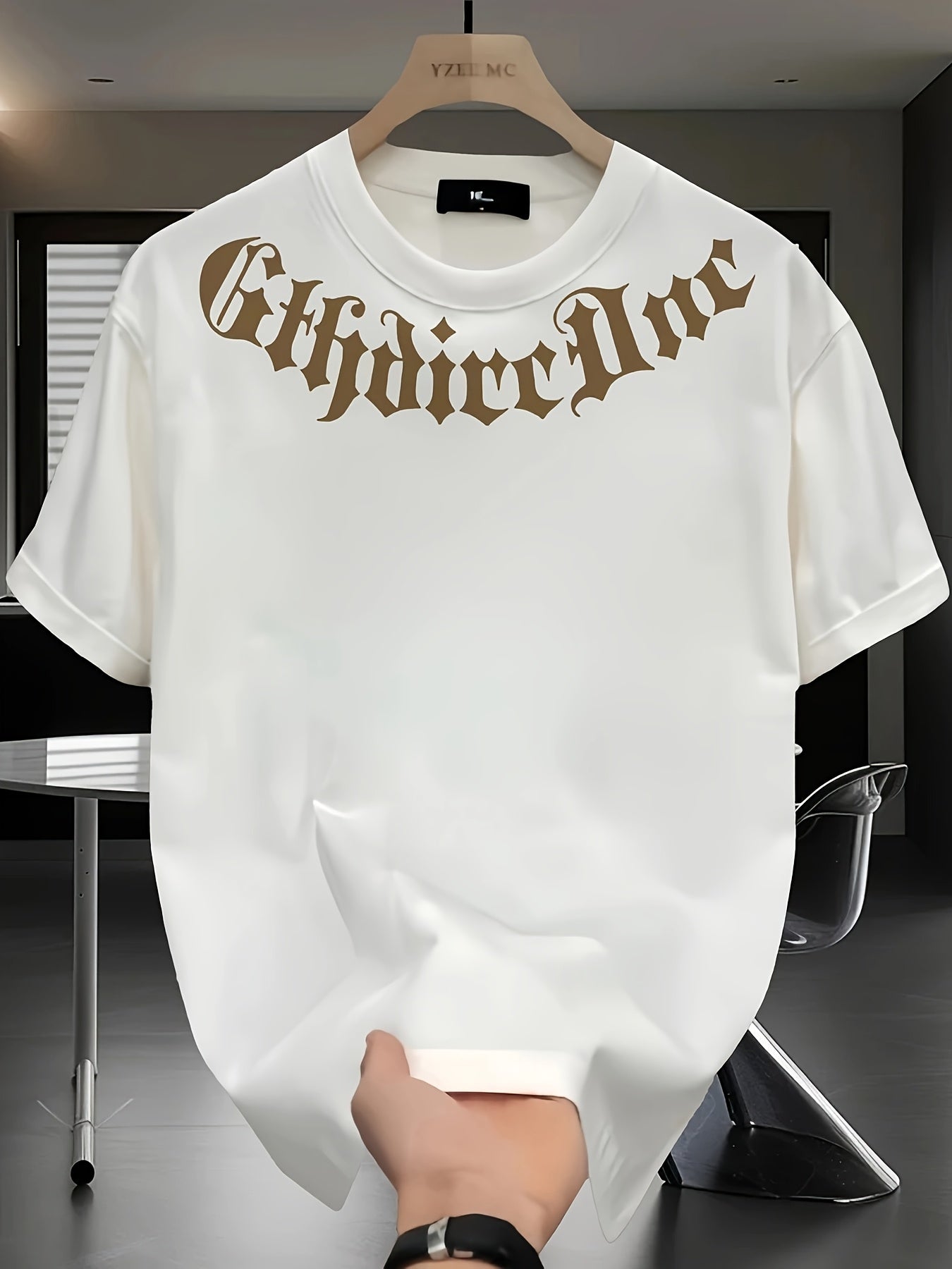 Heavy pure cotton trendy brand printed short-sleeved T-shirt Men's summer new casual large-size loose versatile top