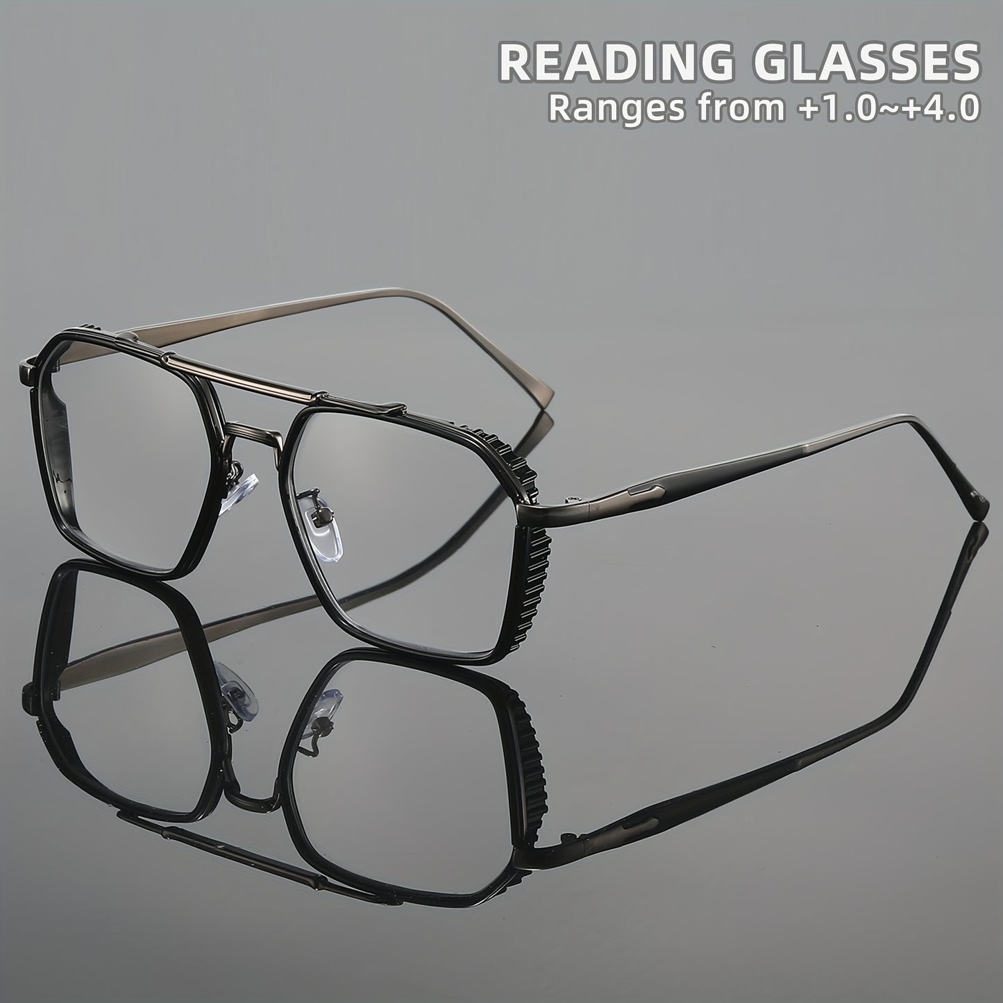 Men's metal PC inner circle square fashionable classic reading glasses for reading, reading, playing games, high-end elderly farsightedness reading glasses for presbyopia,christmas gifts